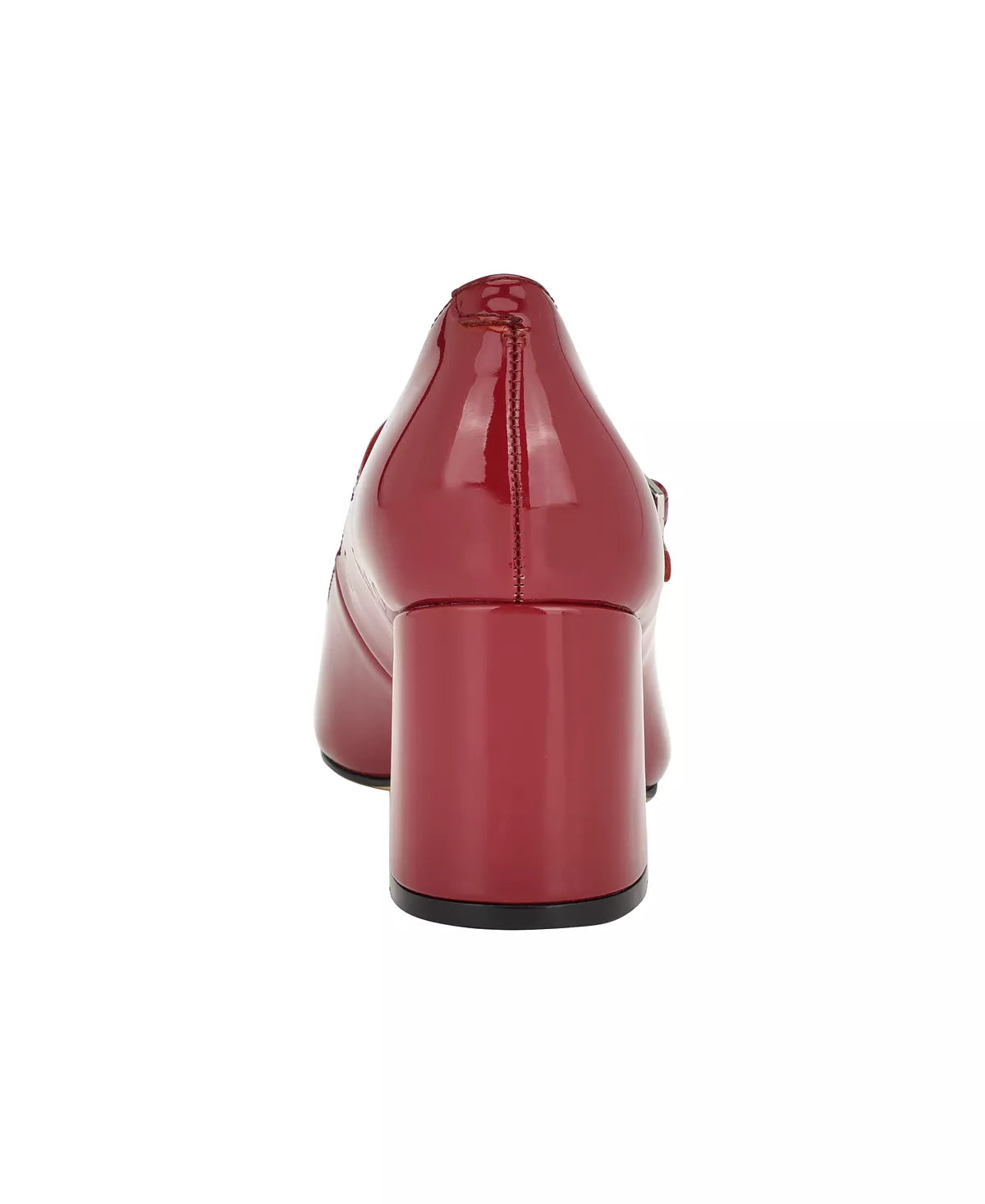 CALVIN KLEIN PATENT SQUARE TOE BLOCK HEEL IN BURGUNDY