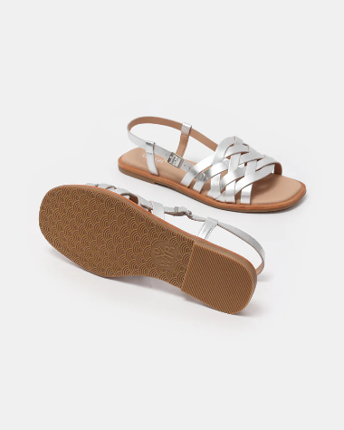 Wydr Studios Woven Strap Flat Sandal in Silver