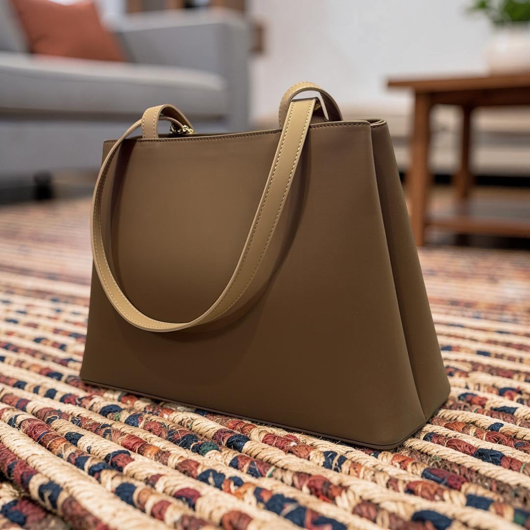 Chrisbella Dual Compartment Shoulder Bag in Coffee