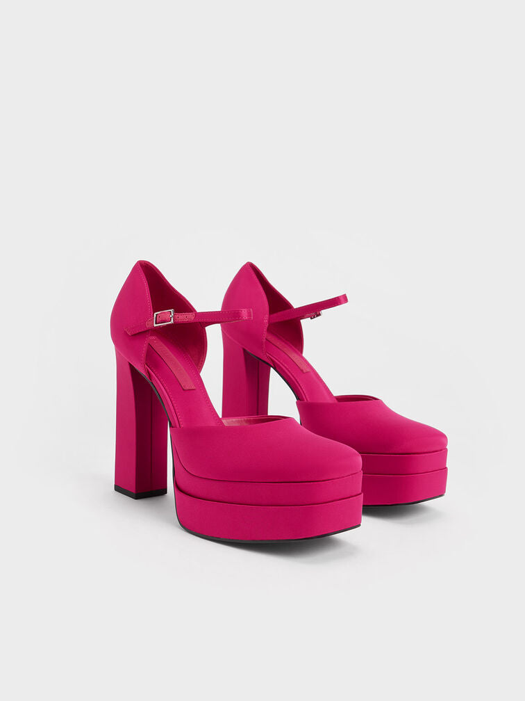 CHARLES & KEITH FUCHSIA PLATFORM BLOCK HEEL SHOES