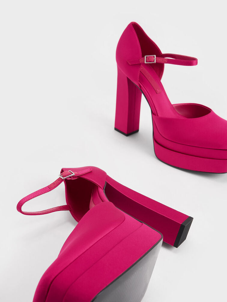 CHARLES & KEITH FUCHSIA PLATFORM BLOCK HEEL SHOES