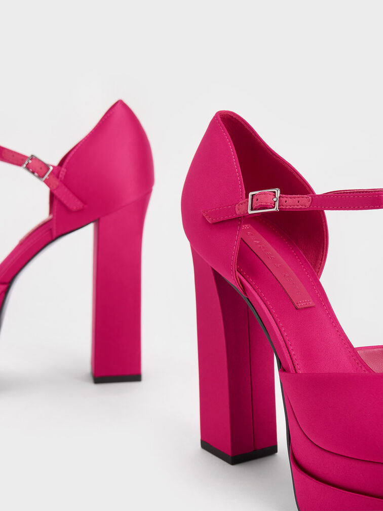 CHARLES & KEITH FUCHSIA PLATFORM BLOCK HEEL SHOES