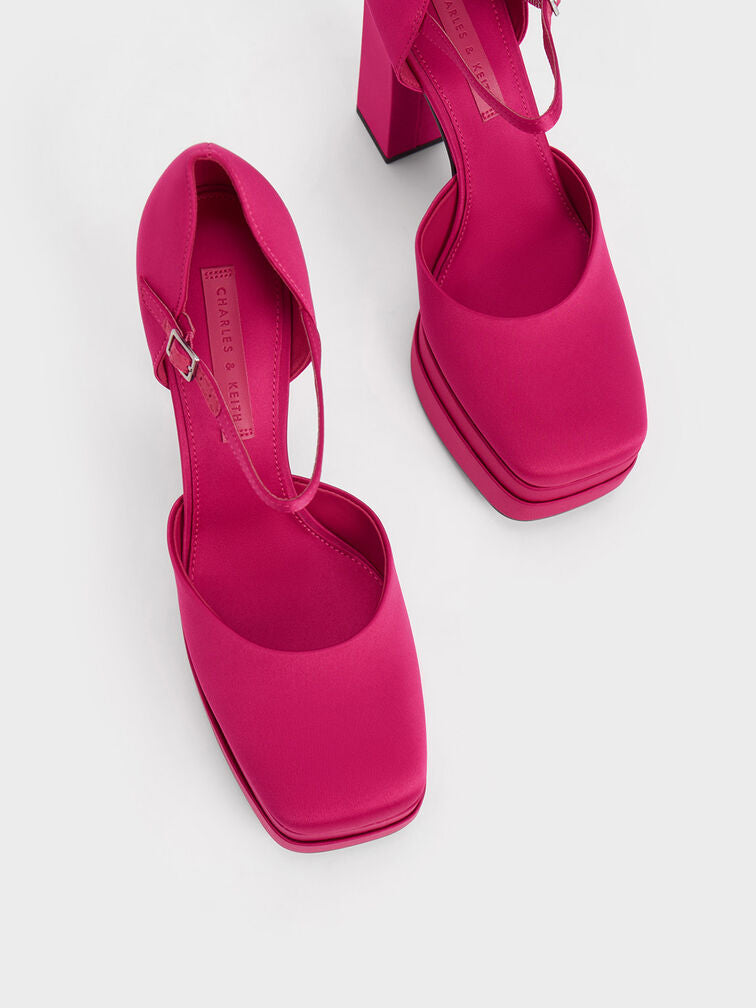 CHARLES & KEITH FUCHSIA PLATFORM BLOCK HEEL SHOES
