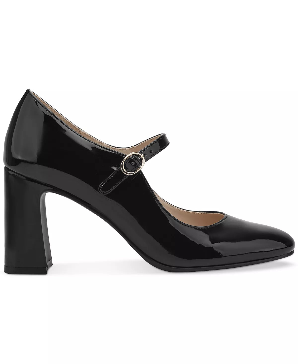 CHARTER CLUB PATENT ALMOND TOE MARYJANES IN BLACK