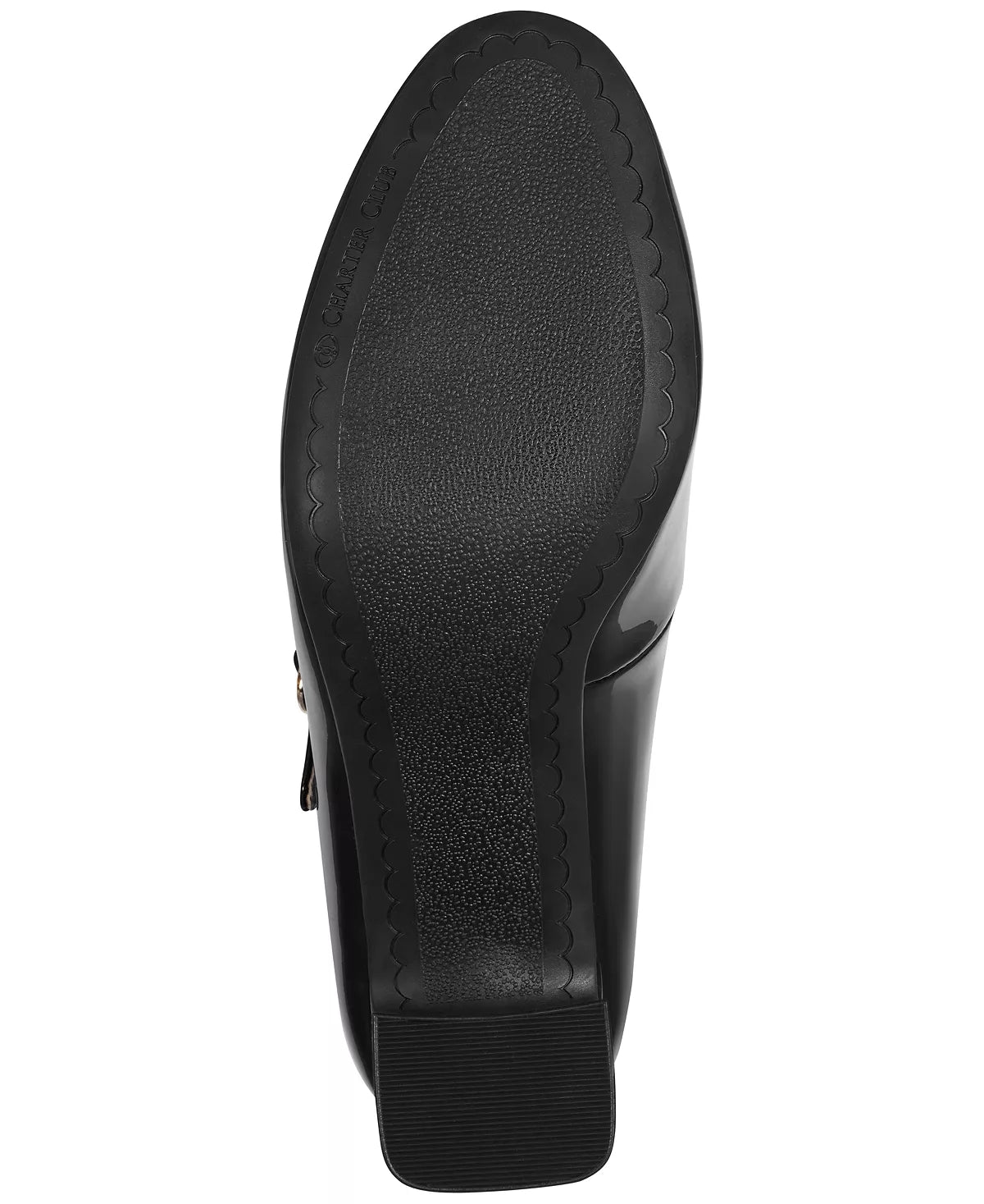 CHARTER CLUB PATENT ALMOND TOE MARYJANES IN BLACK