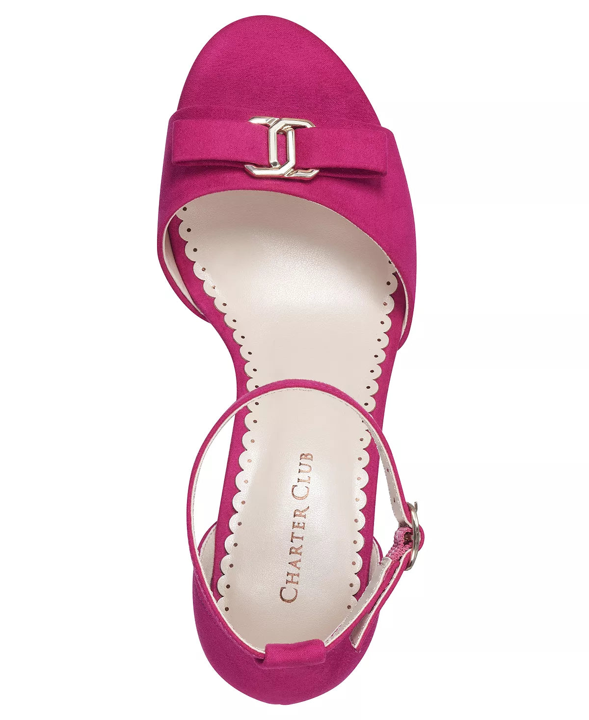 CHARTER CLUB SUEDE BLOCK HEEL SANDAL IN FUCHSIA