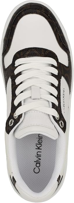 Calvin Klein Logo-Ingraved Leather Detail Sneakers in White