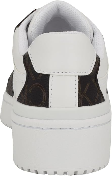 Calvin Klein Logo-Ingraved Leather Detail Sneakers in White