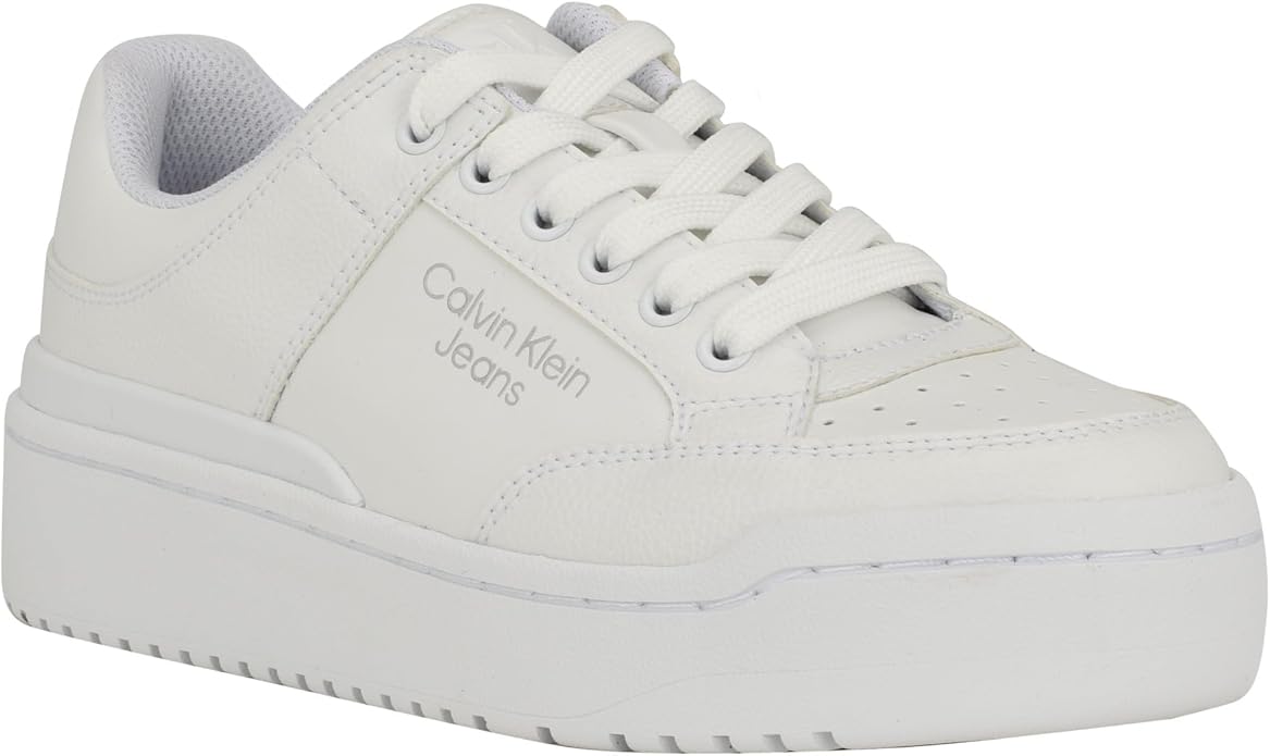 Calvin Klein Perforated Plain Sneakers in White