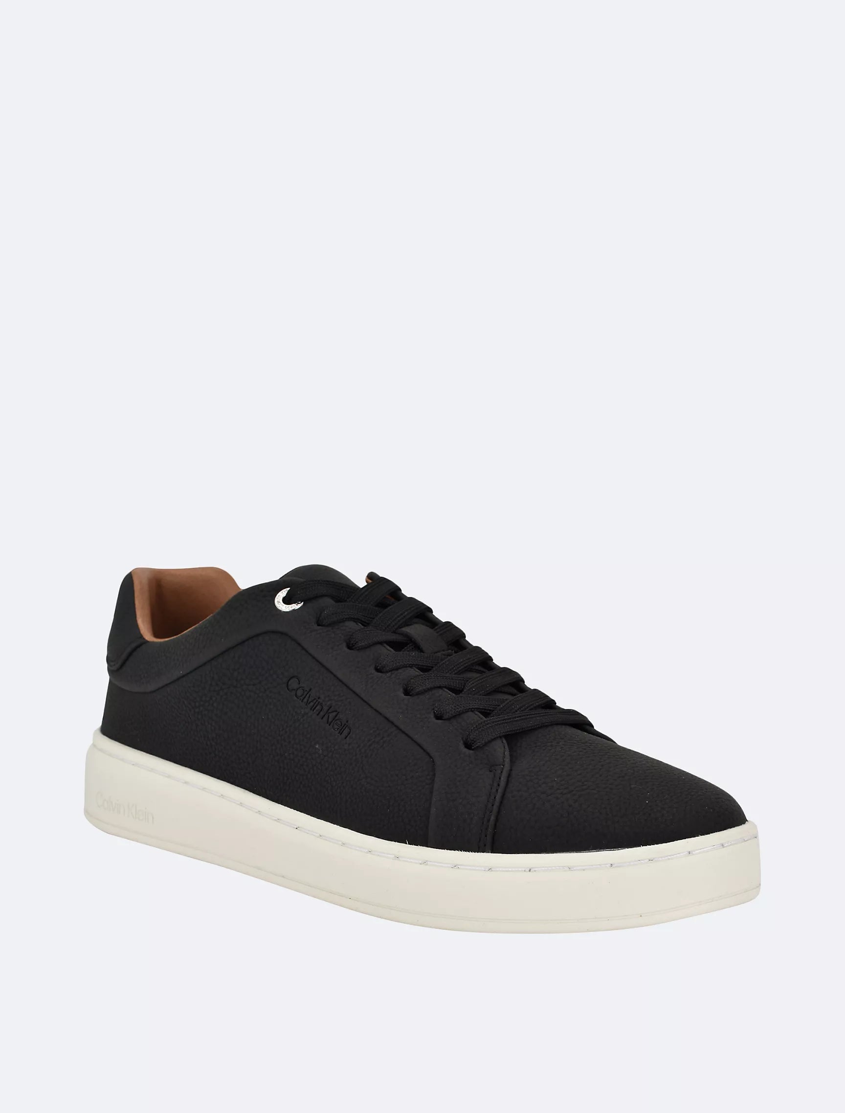 Calvin Klein Unisex Flat Sole Classic Leather Shoes in Black