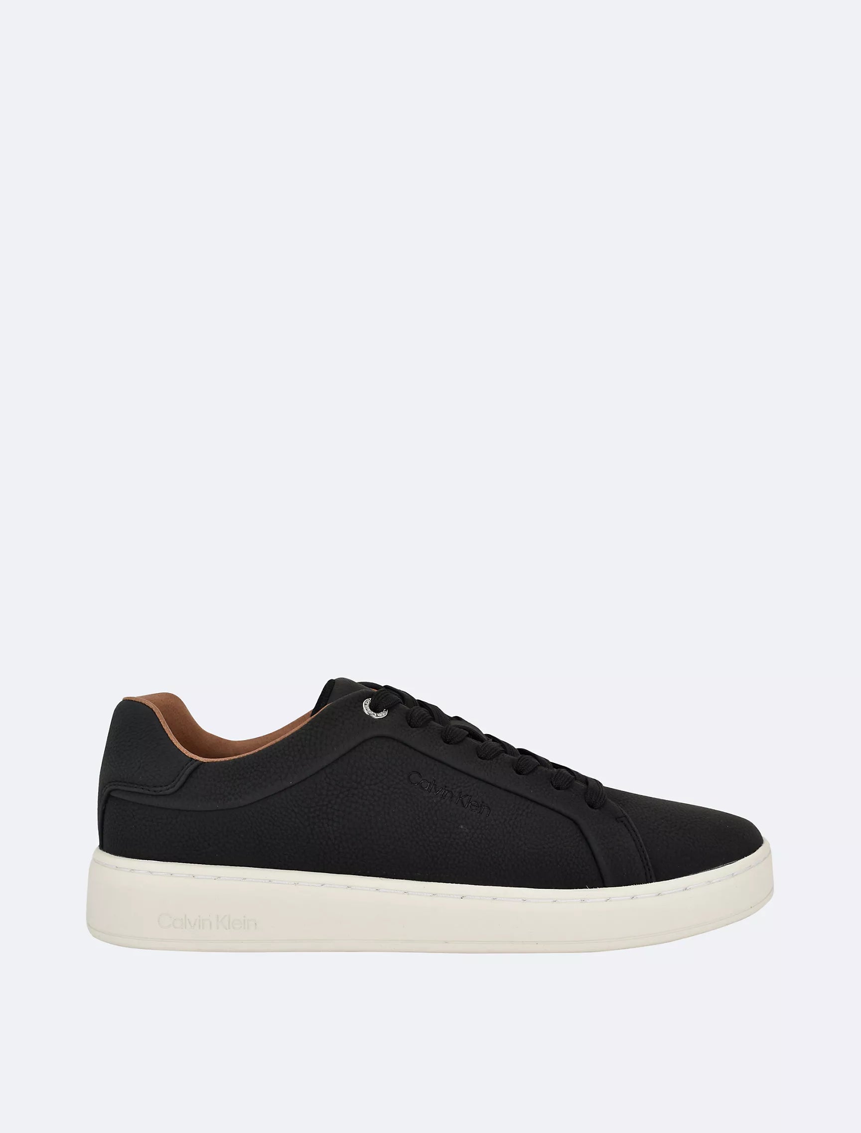Calvin Klein Unisex Flat Sole Classic Leather Shoes in Black
