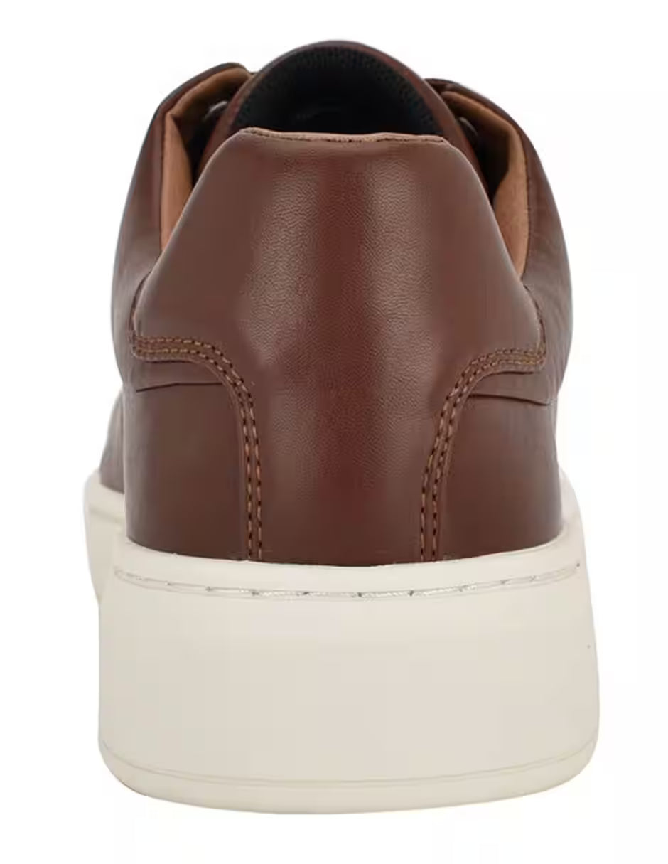 Calvin Klein Unisex Flat Sole Classic Leather Shoes in Brown