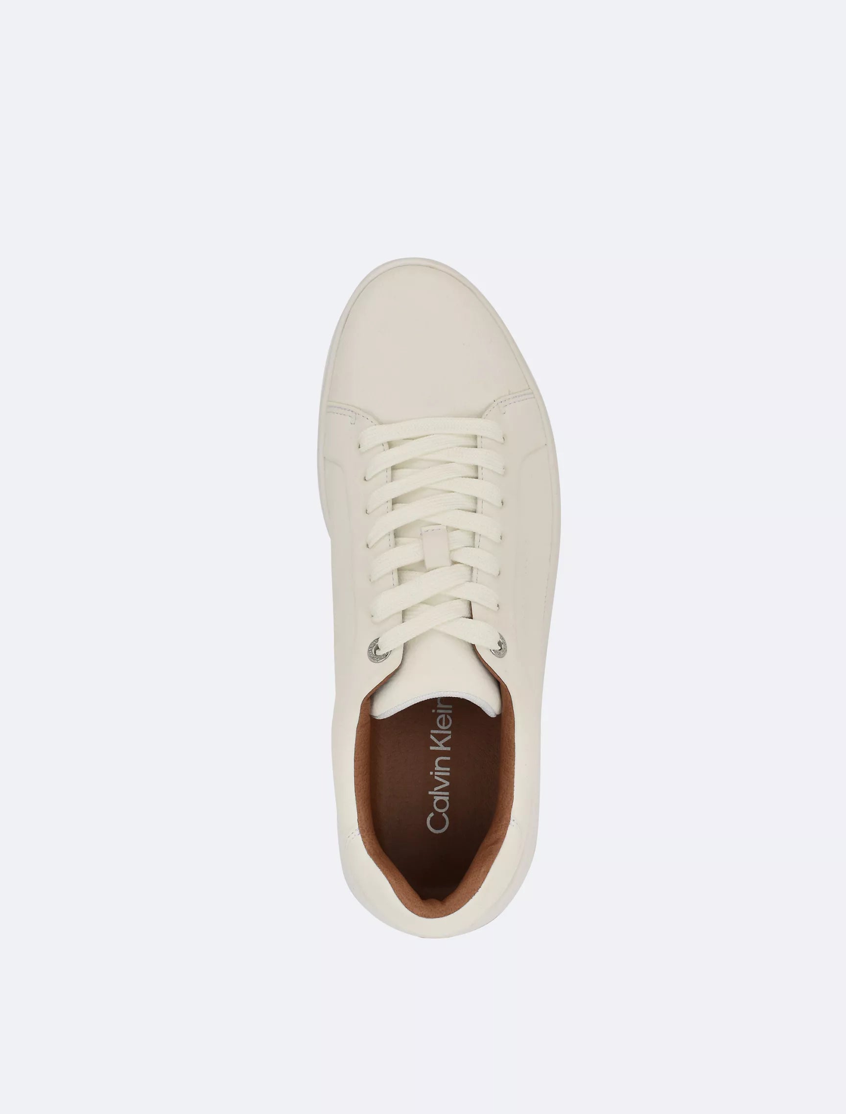 Calvin Klein Unisex Flat Sole Classic Leather Sneakers in White