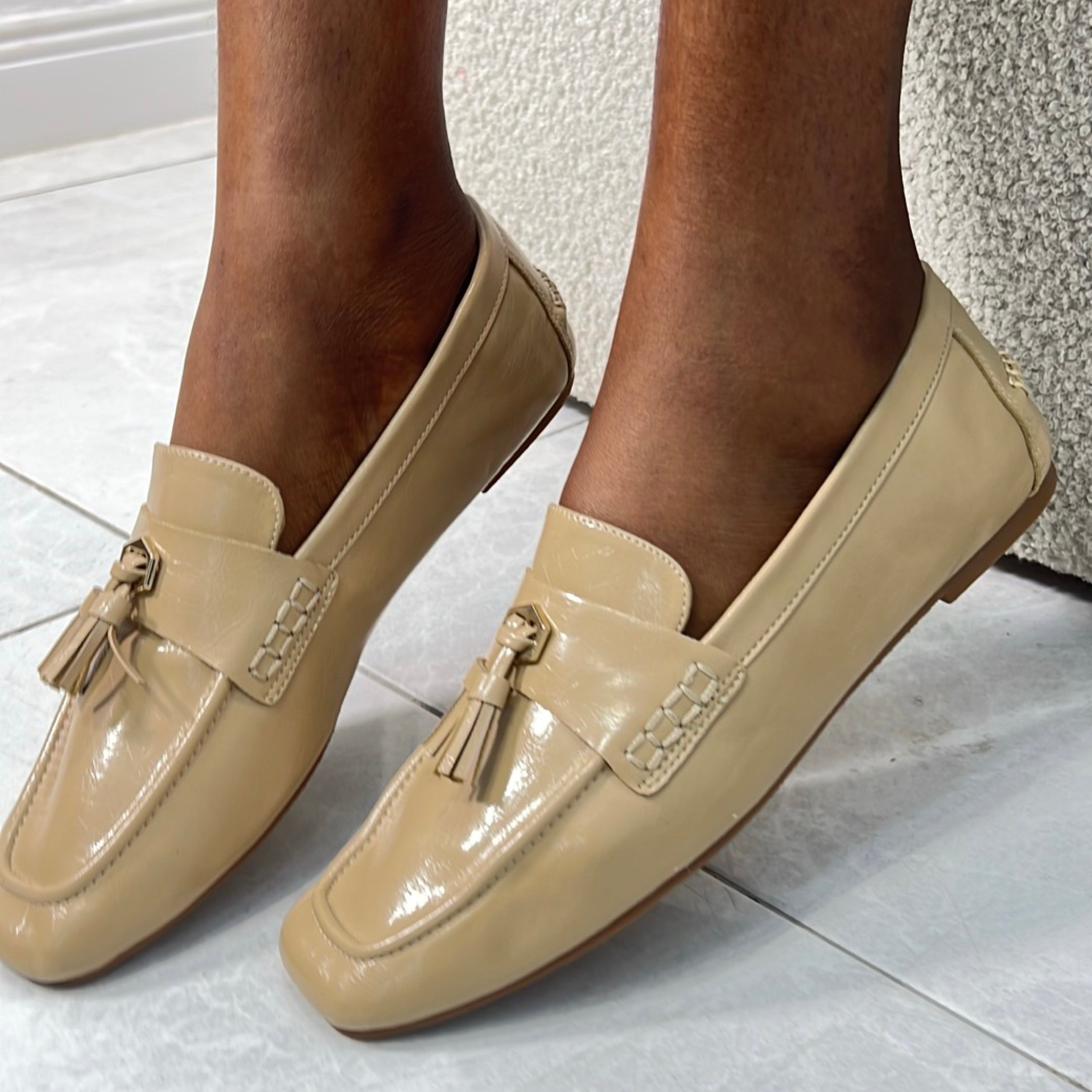 Stradivarius Tassel Loafers in Nude
