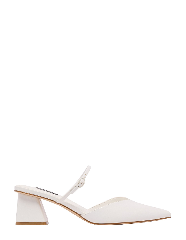 Ninewest Pointed Toe Block Heel Mule in White