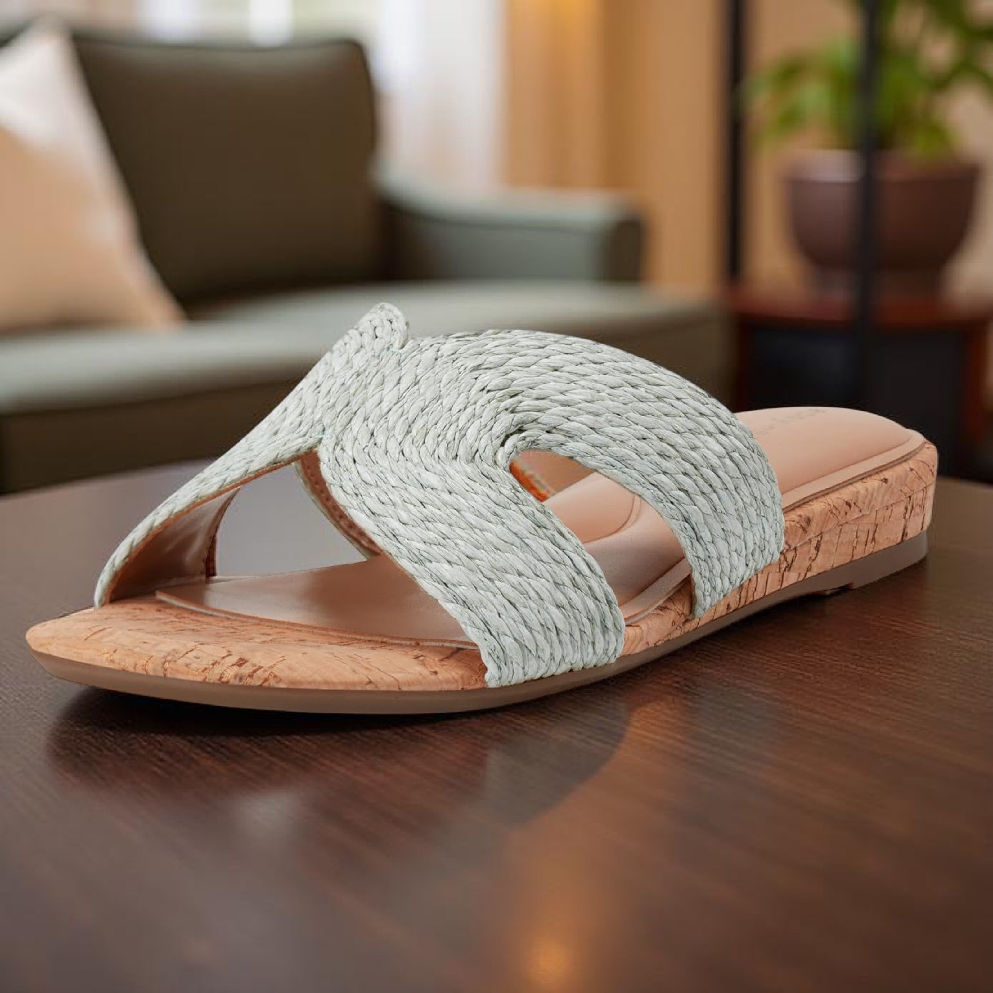 Easy Spirit Faux Raffia Slide in Mint