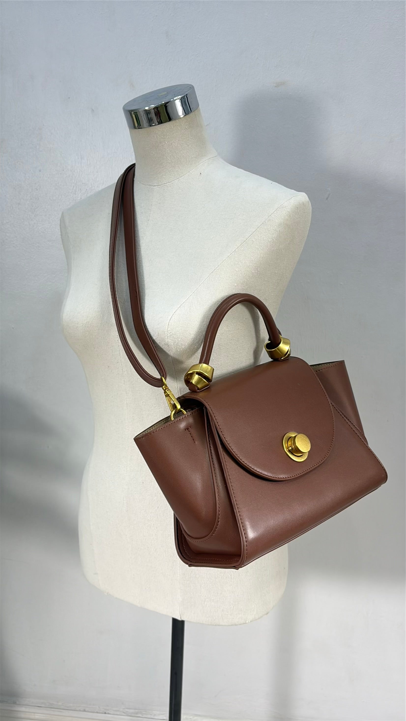 Hollley VIvi Winged Scarf Detail Bag in Coffee