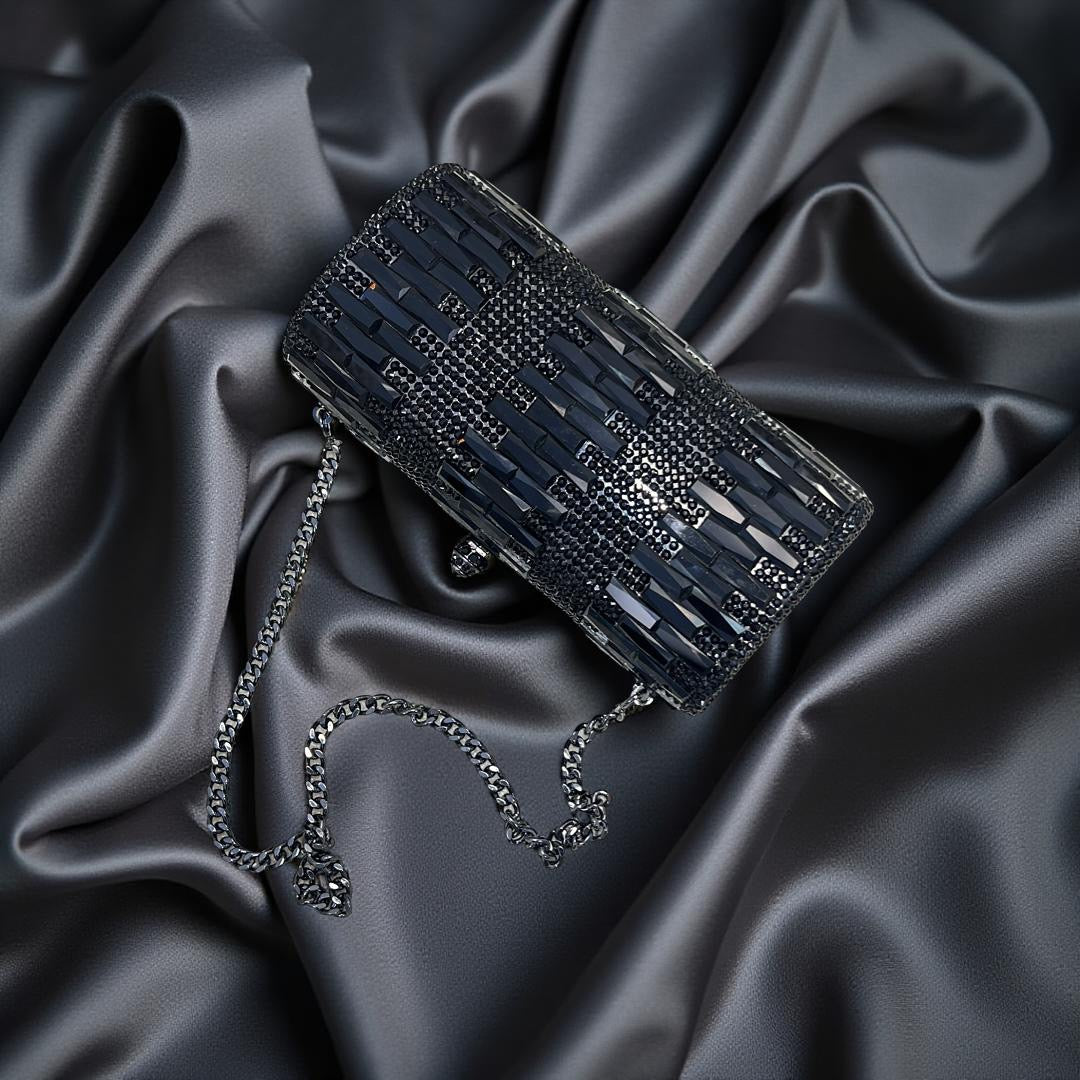 Zurich Swarovski Clutch Party Purse in Black