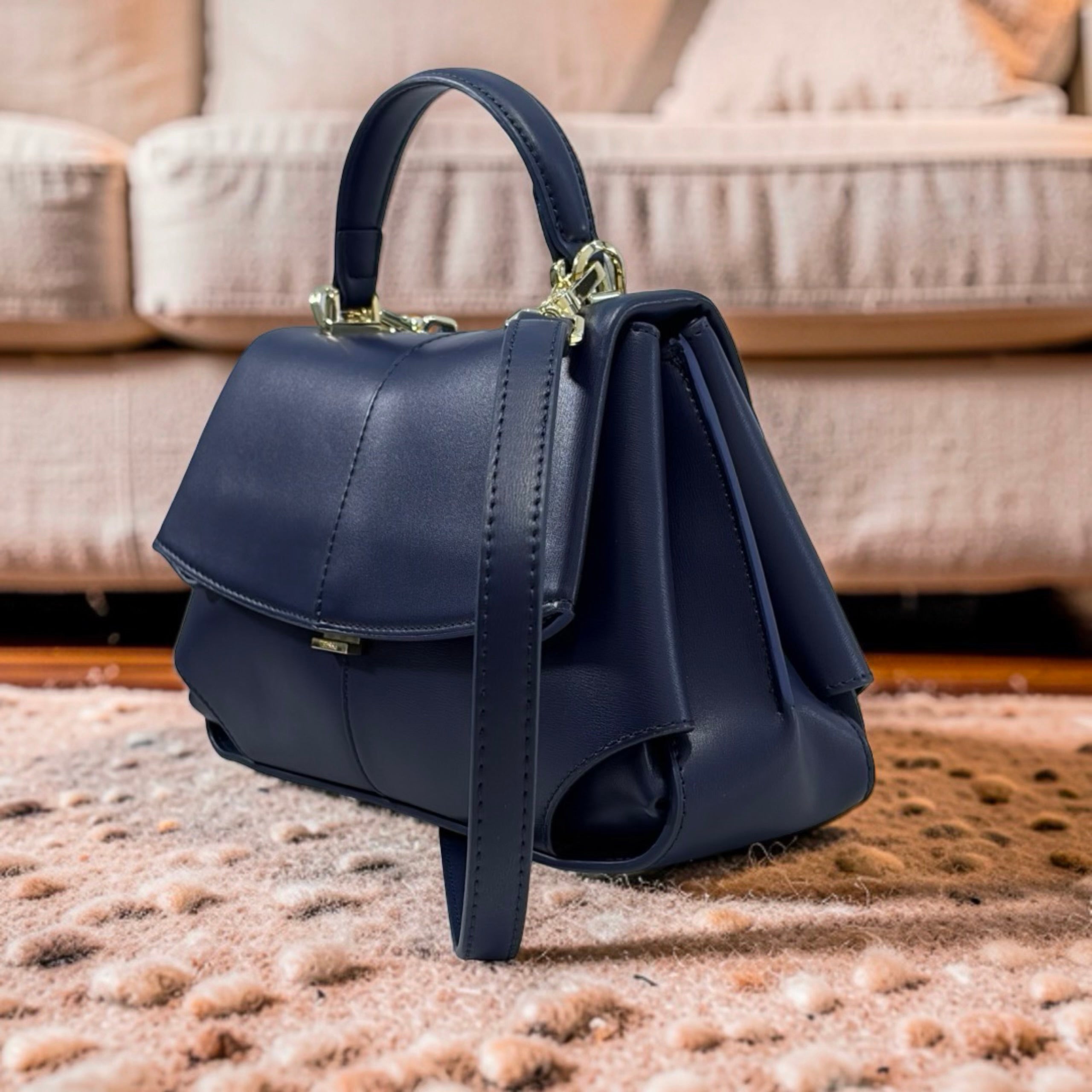 Versse Top Handle Small Bag in Navy