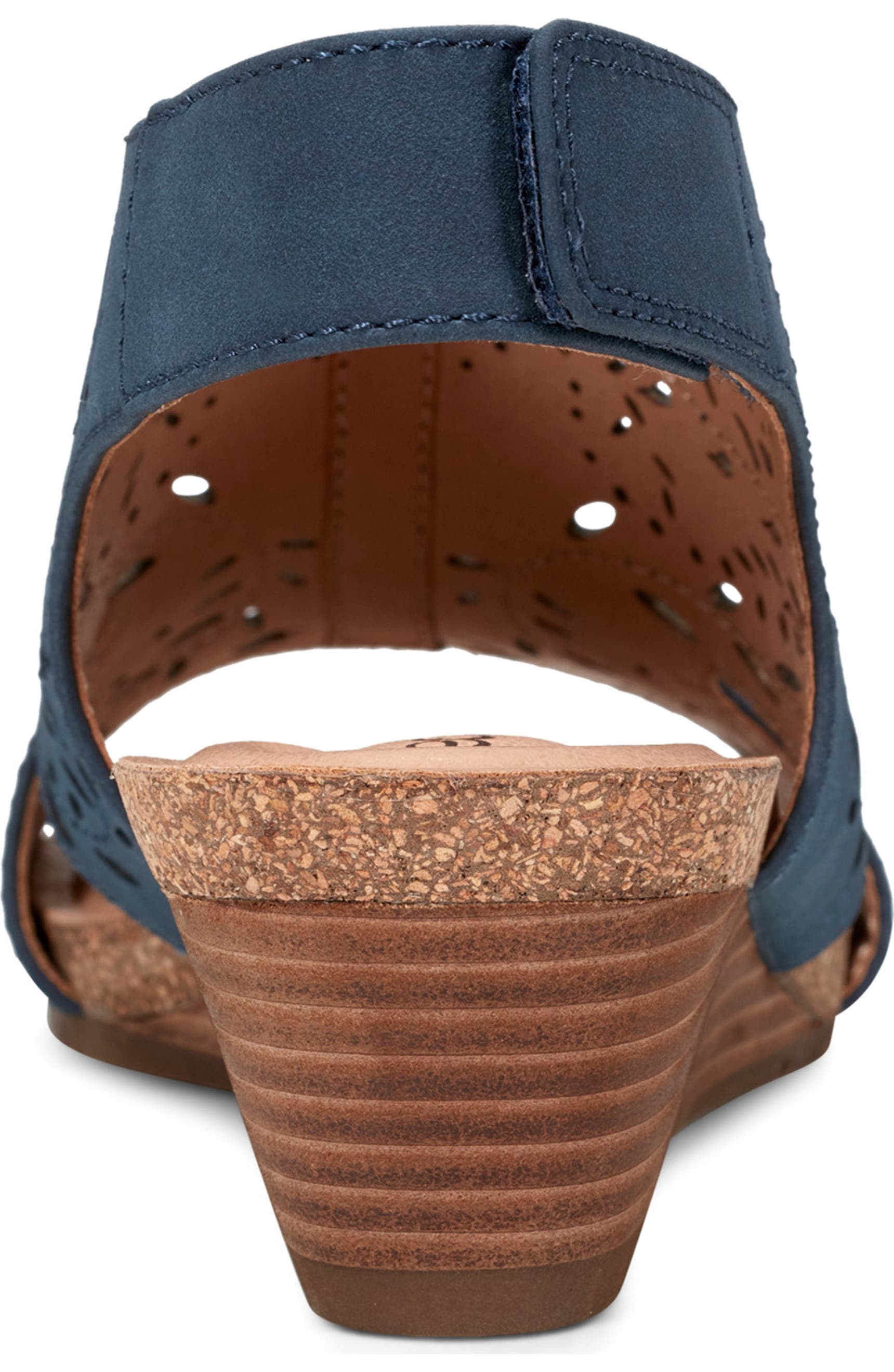 Earth Perforated Wedge Sandal in Navy