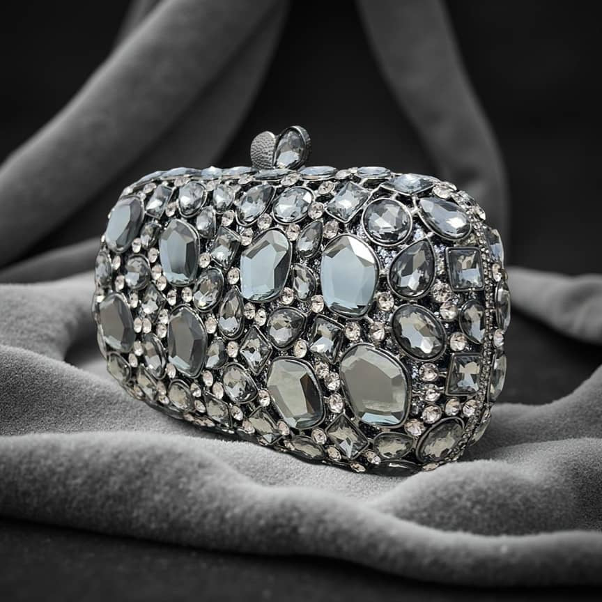 Nairobi Crystal Clutch Black Sparkle Evening Bag for Nigerian Weddings