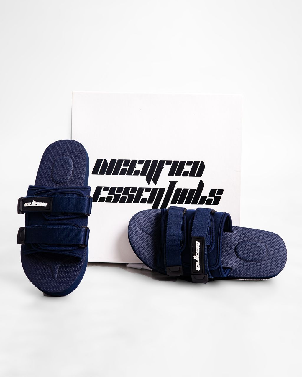 Diceyfied Essentials Velcro Logo-Detail Unisex Slide in Navy