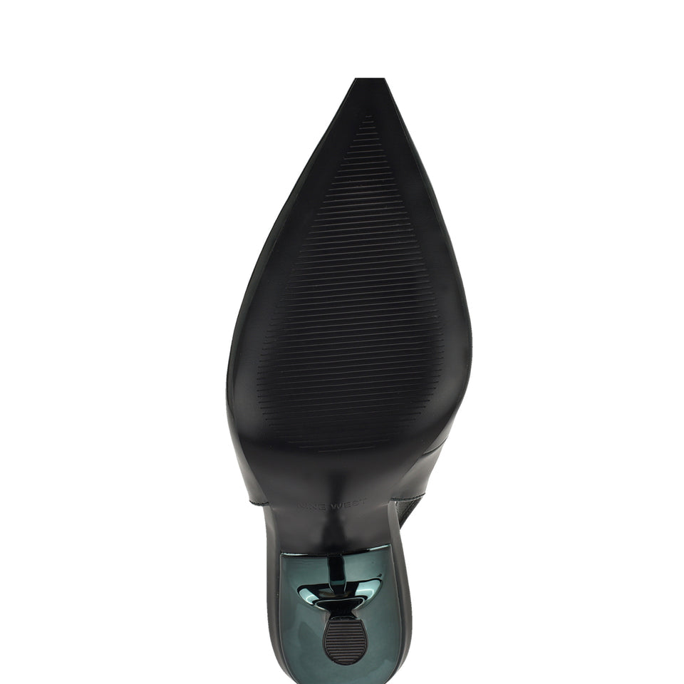 Nine West Patent Leather Pointed Slingbacks in Dark Green