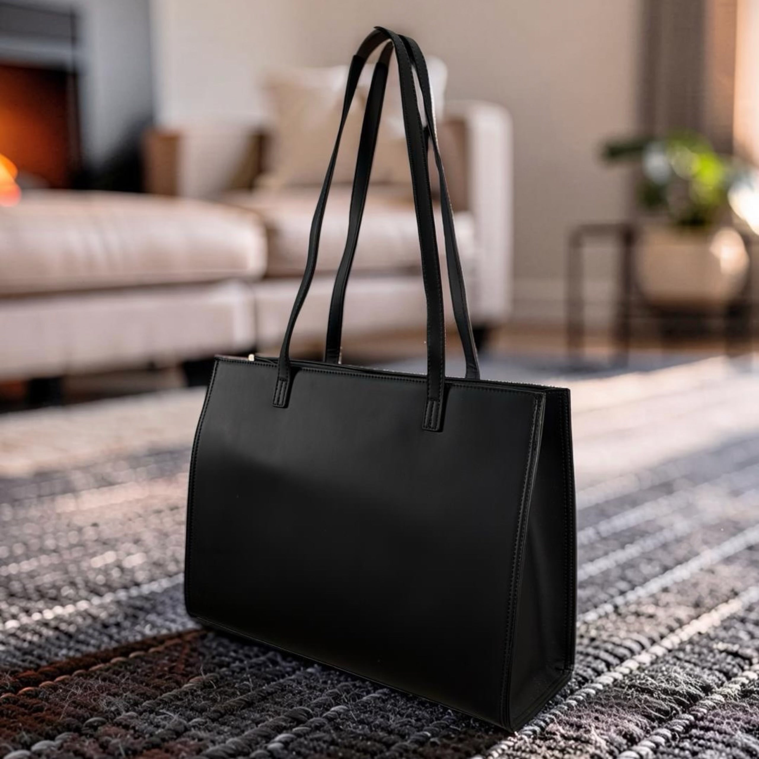 Chrisbella Large Contrast Shoulder Bag in Black