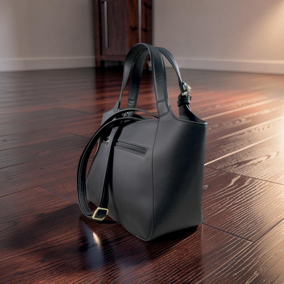 Chrisbella Suede detail Large Bag in Black