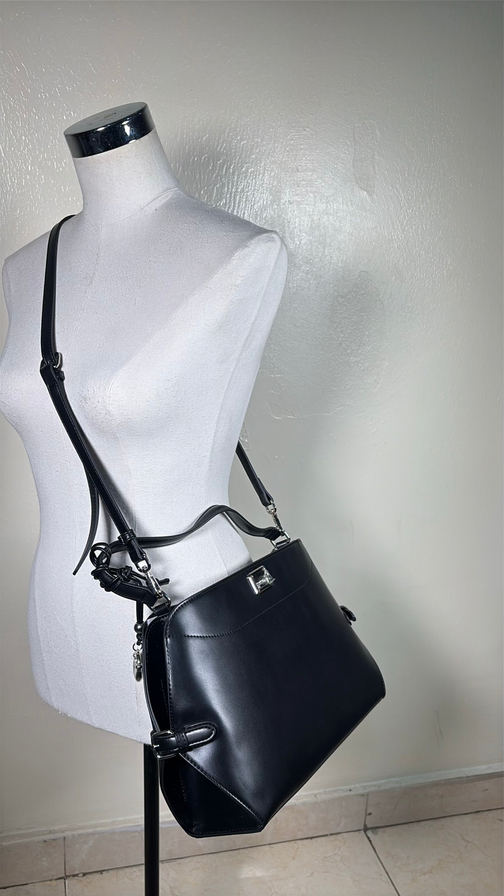 Chrisbella Single Strap Charm Bag in Black