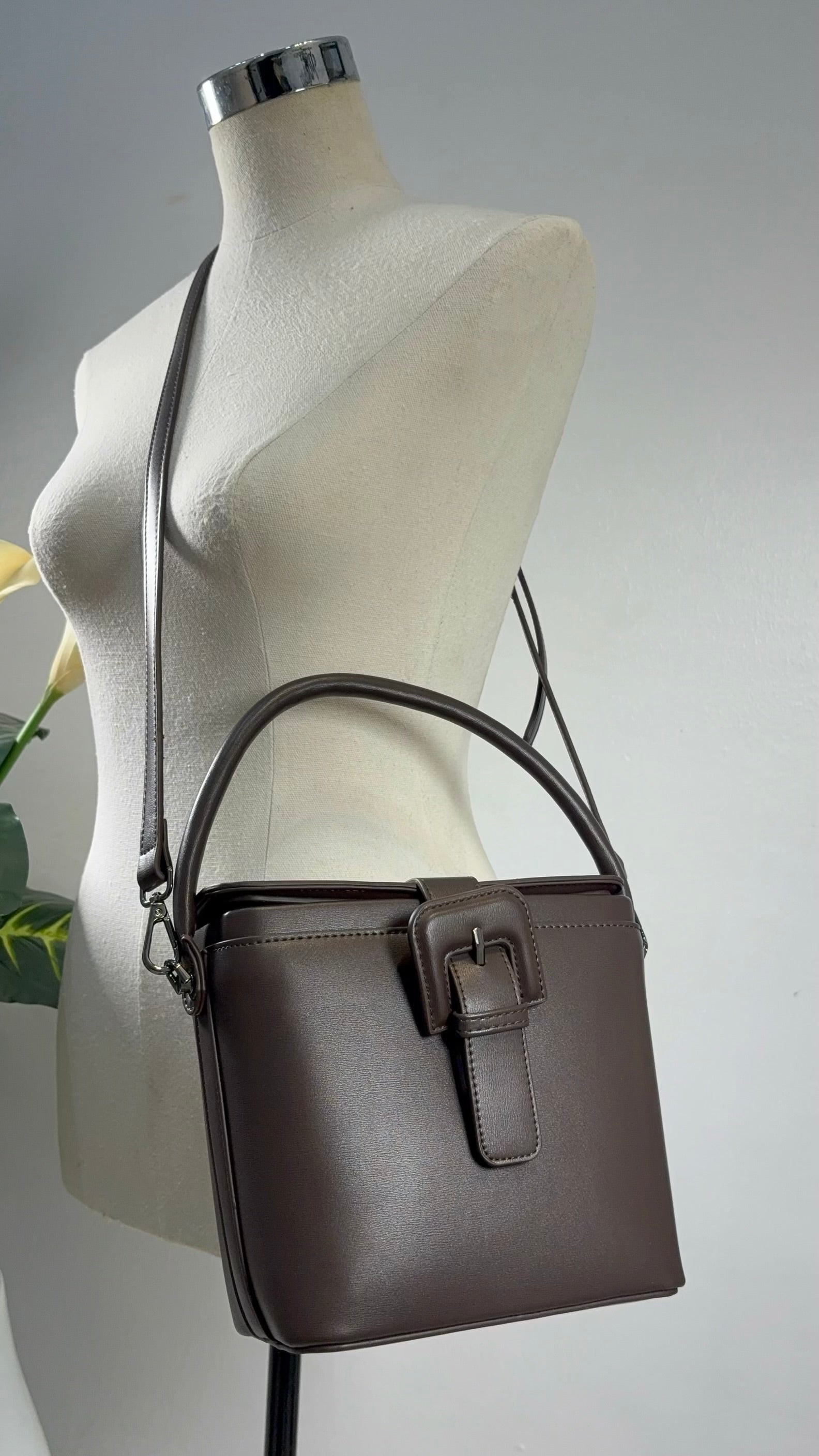 Bagco Top Handle Box Bag in Coffee