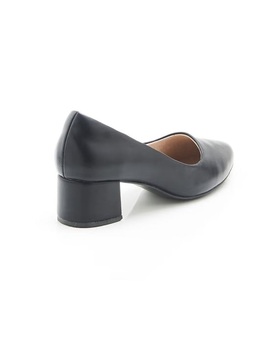 Damart Leather Block Heel Pump in Black