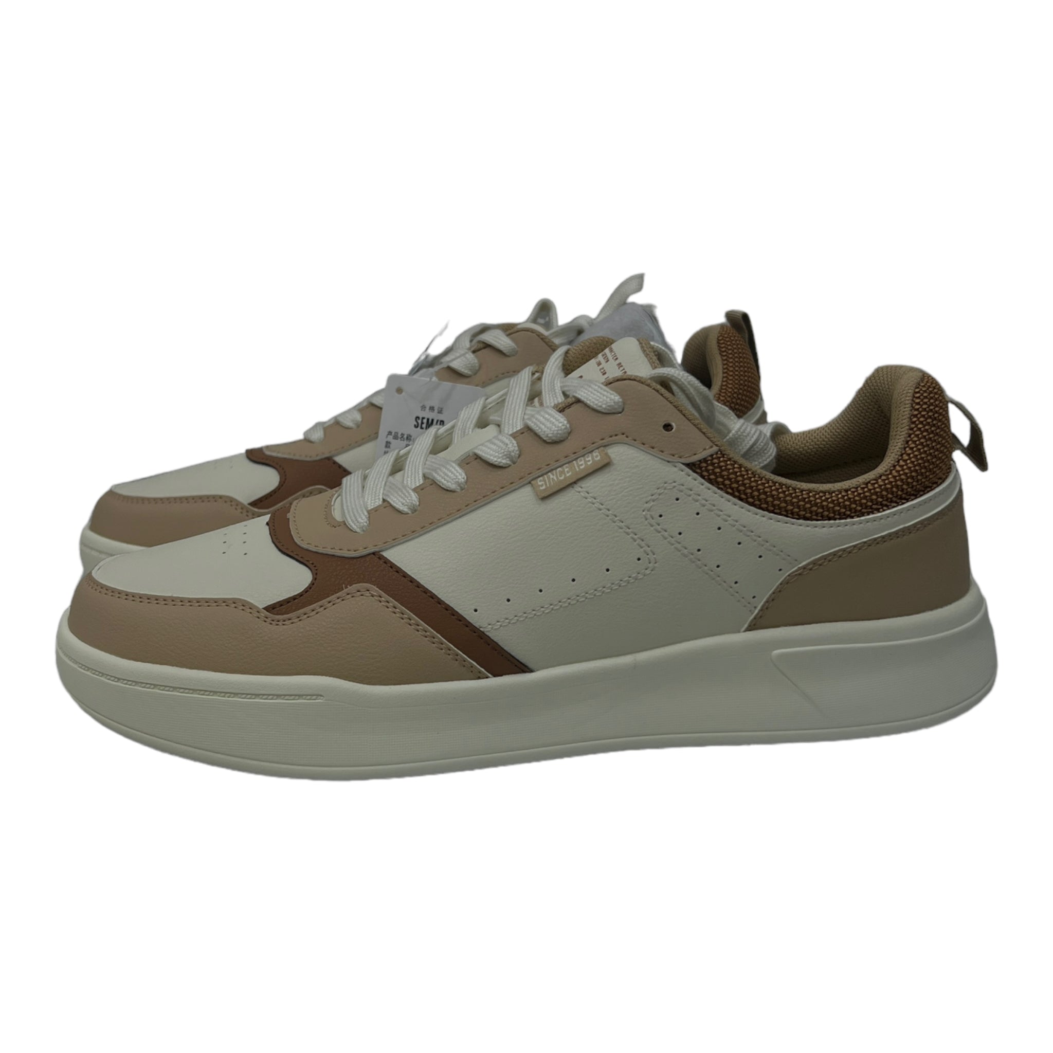 SEMIR BROWN CONTRAST SNEAKERS IN NUDE