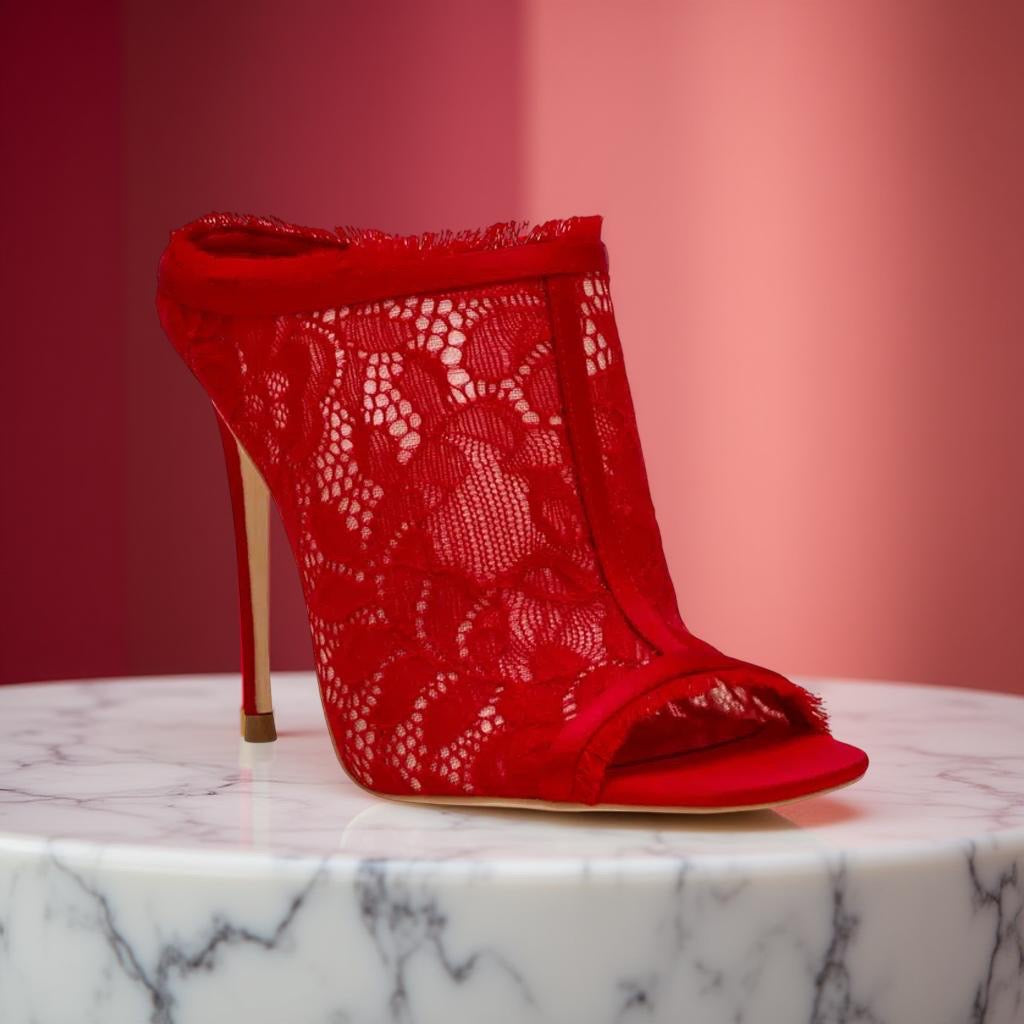 Steve Madden Lace Mule in Red