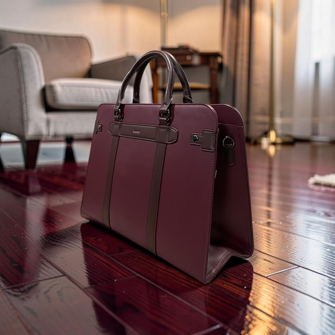 Bagco Unisex Leather Laptop/Handbag in Burgundy