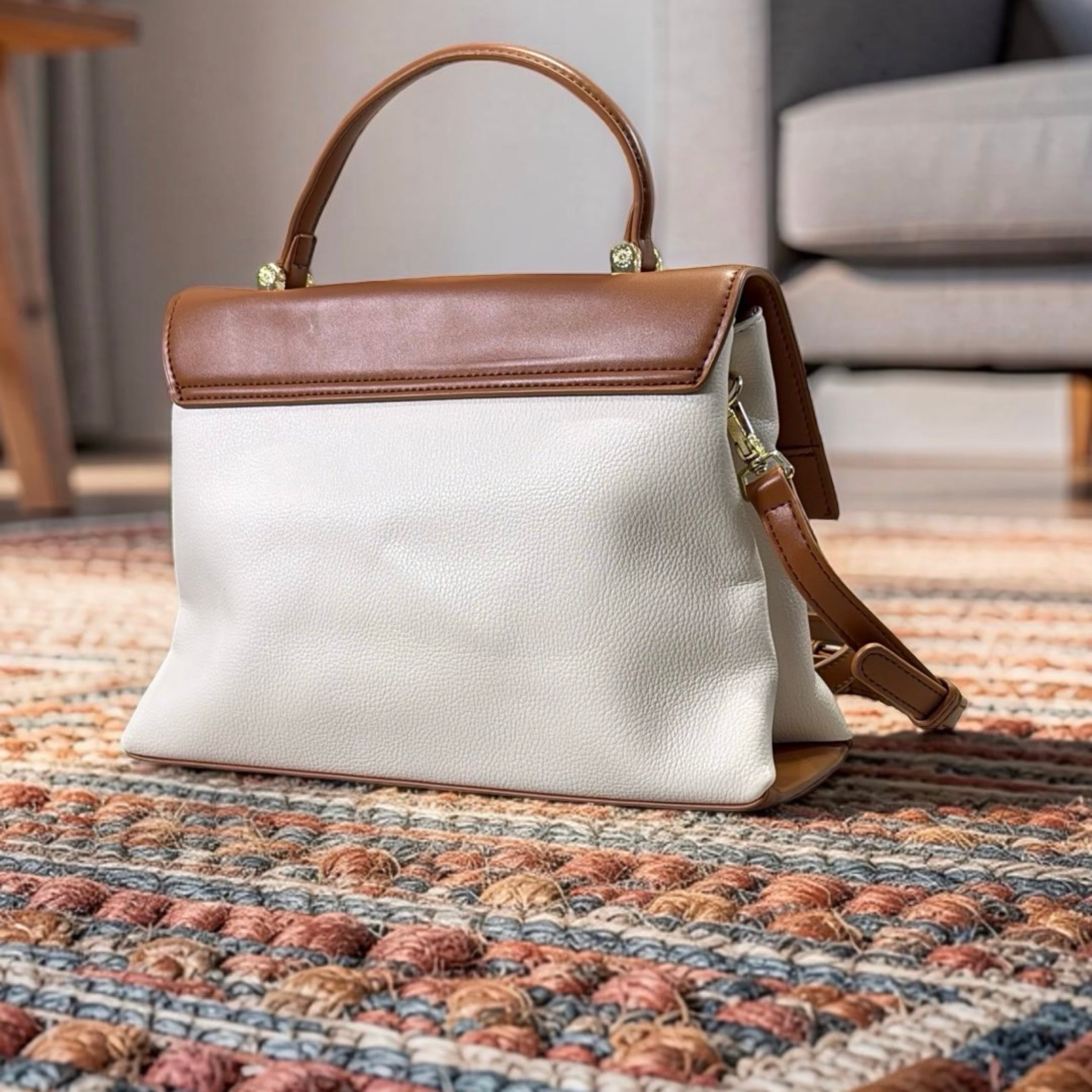 Versse Top Handle Flap Closure Bag in Brown