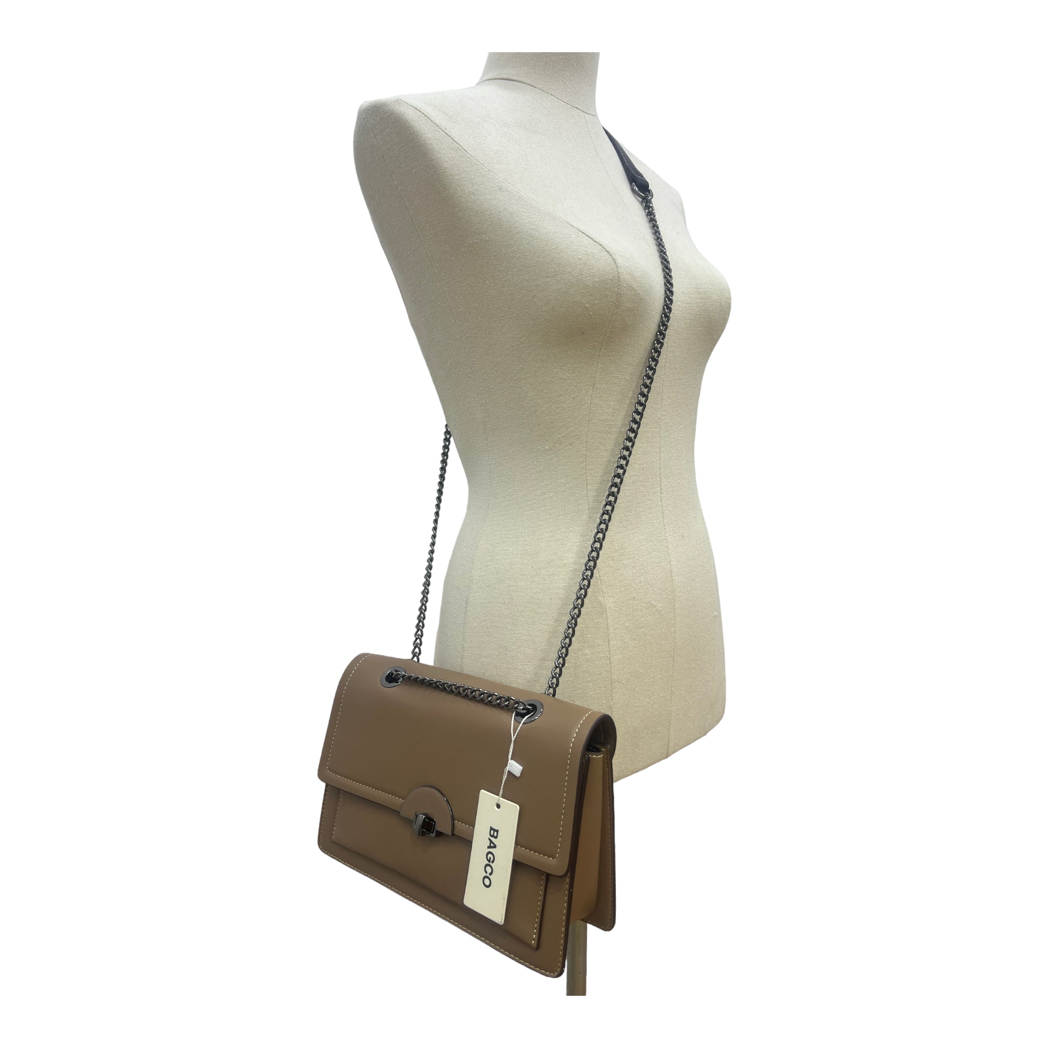 BAGCO MINI STRUCTURED SLINGBAG IN BEIGE