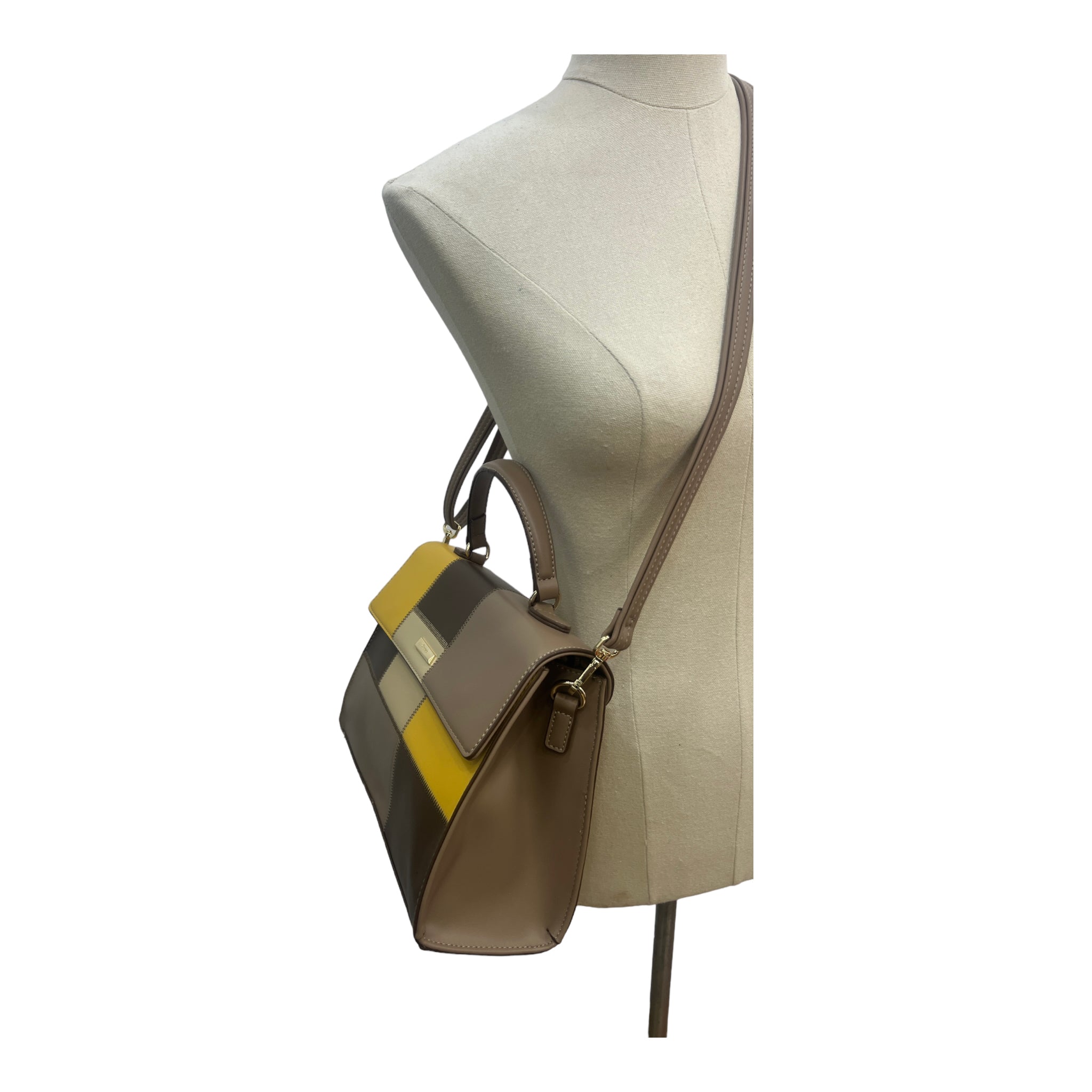 CHRISBELLA STITCH DETAIL TOP HANDLE BAG IN KHAKI