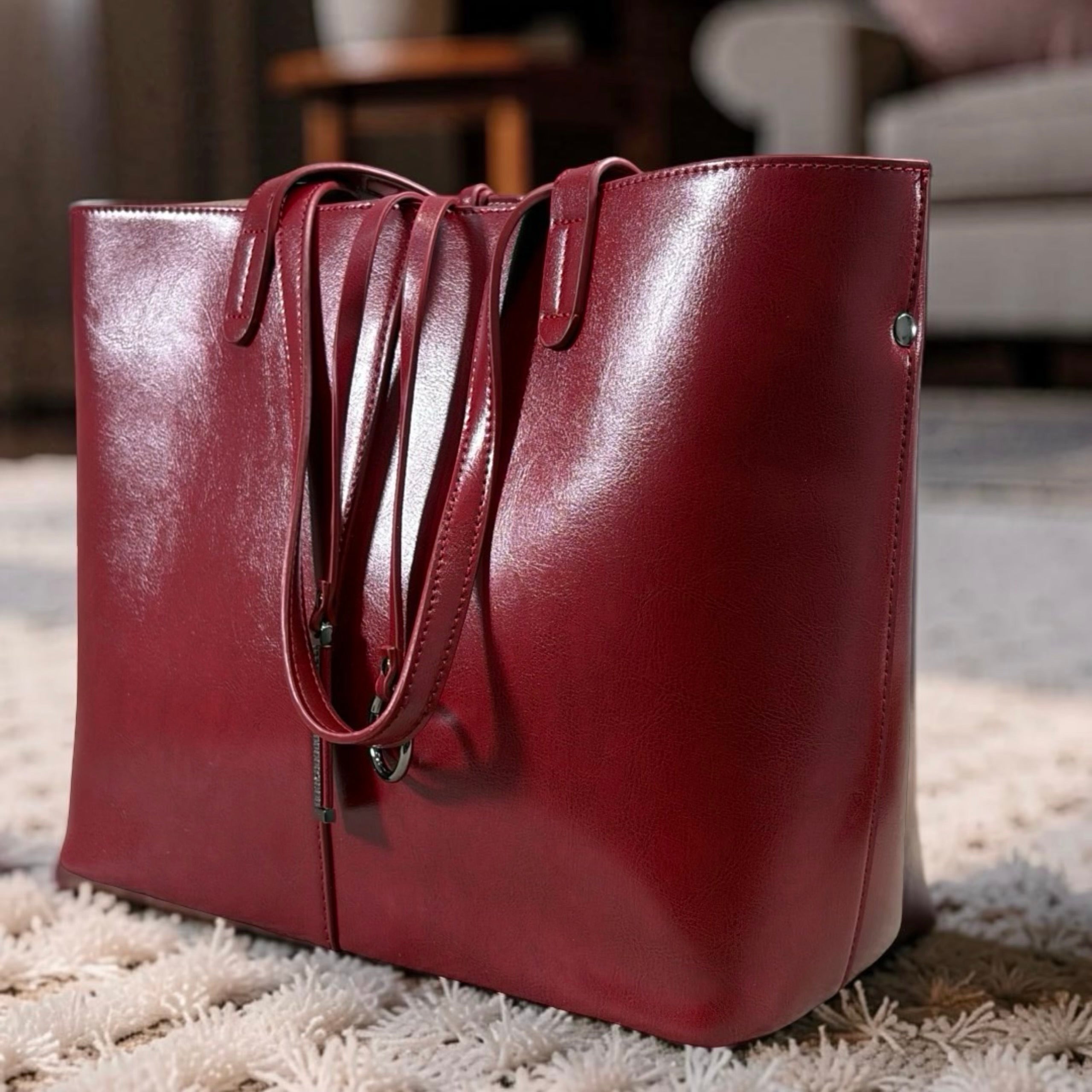 Holley Vivi 2-in-1 Leather Tote Bag in Wine