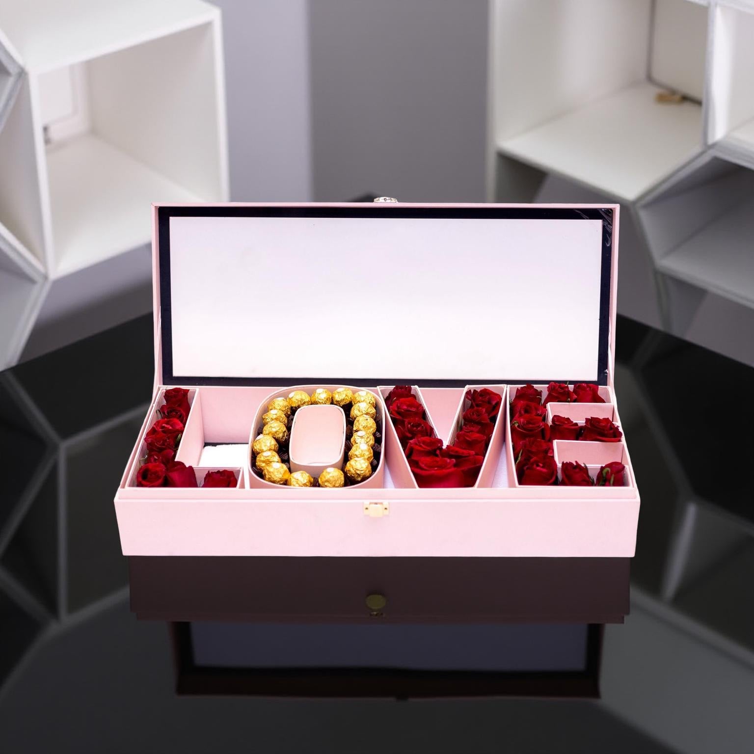 Love Roses & Chocolate Flower Box