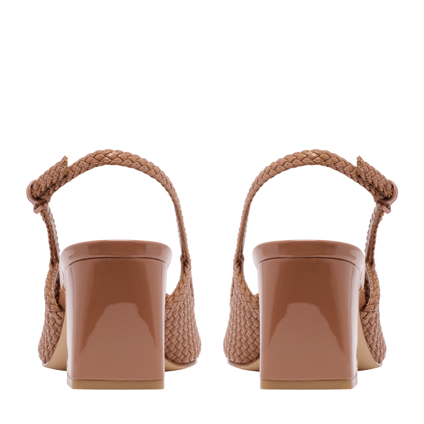 Nine West Toe Cap Woven Leather Block Heel Pump in Brown