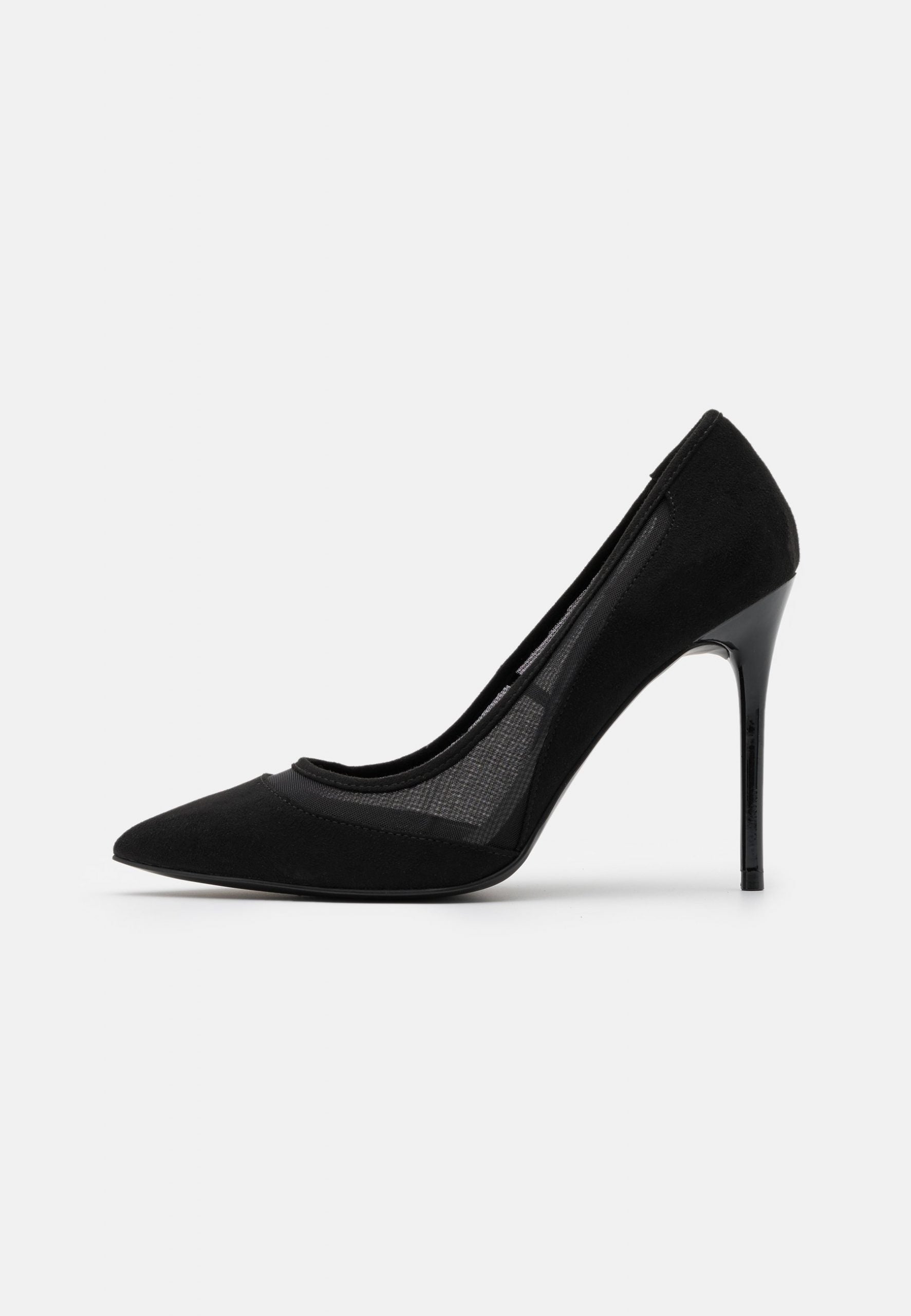EVEN & ODD BLACK MESH INSERT POINTED TOE PUMP