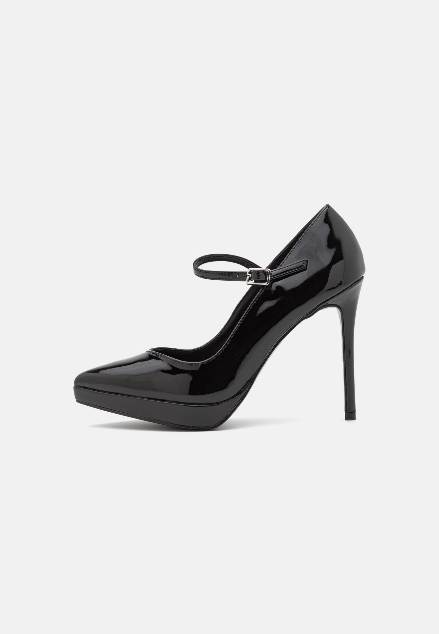 EVEN & ODD BLACK PATENT POINTED TOE PLATFORM HEELS