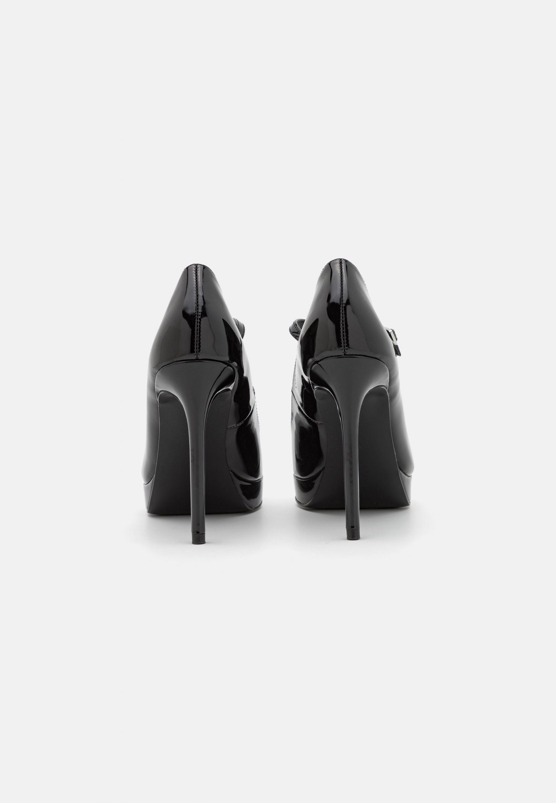 EVEN & ODD BLACK PATENT POINTED TOE PLATFORM HEELS