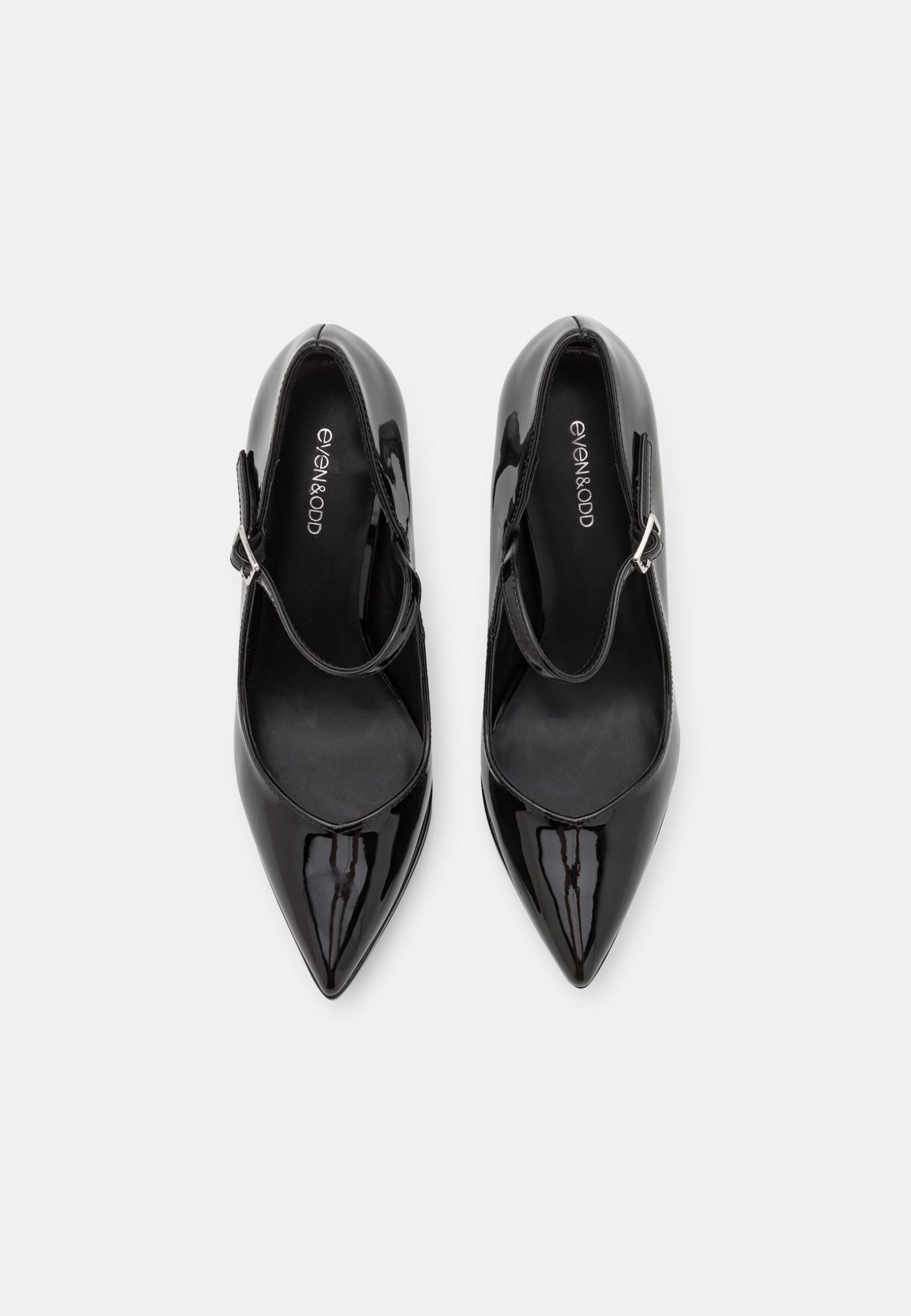 EVEN & ODD BLACK PATENT POINTED TOE PLATFORM HEELS