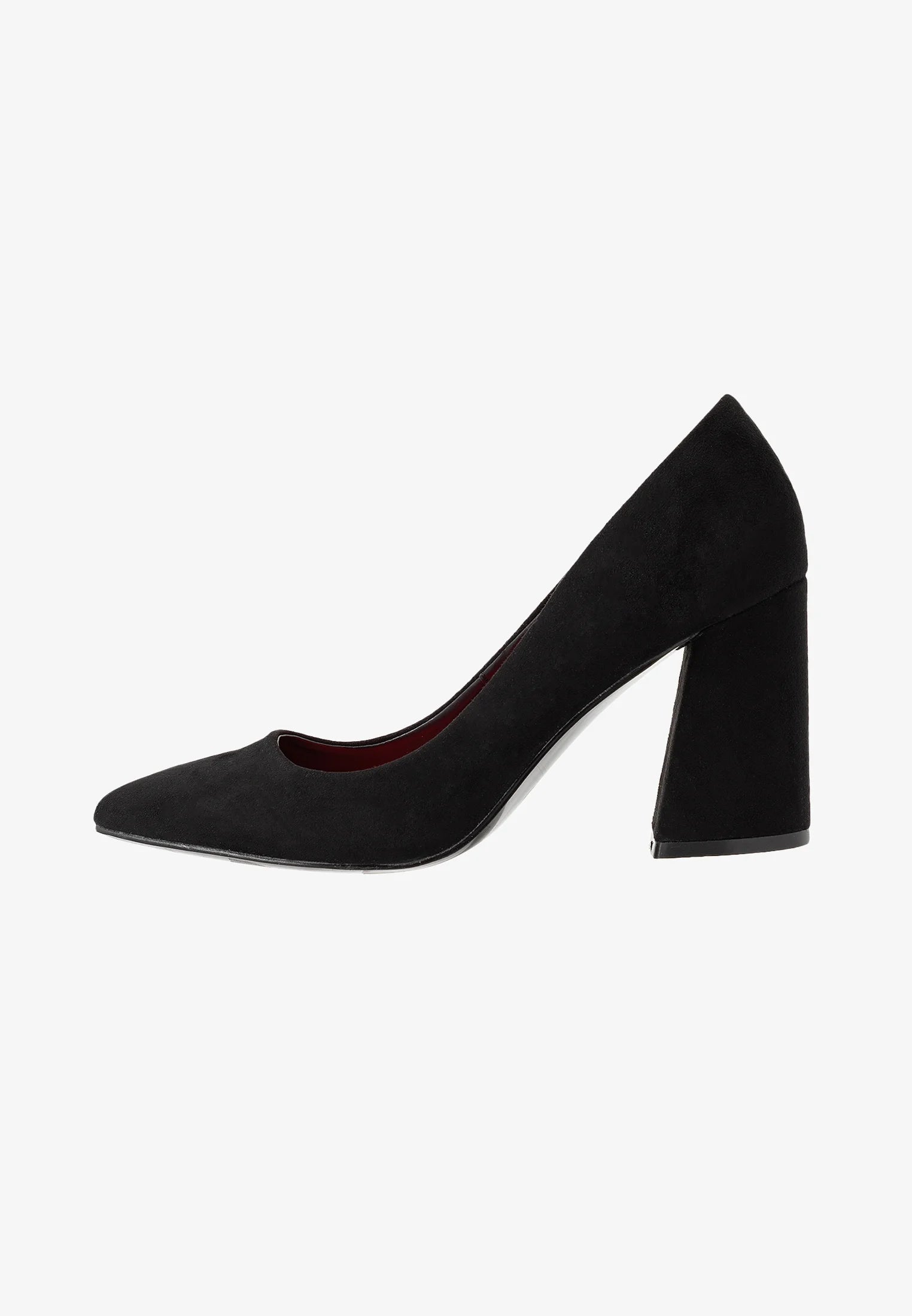 EVEN & ODD BLACK POINTED TO BLOCK HEEL PUMP