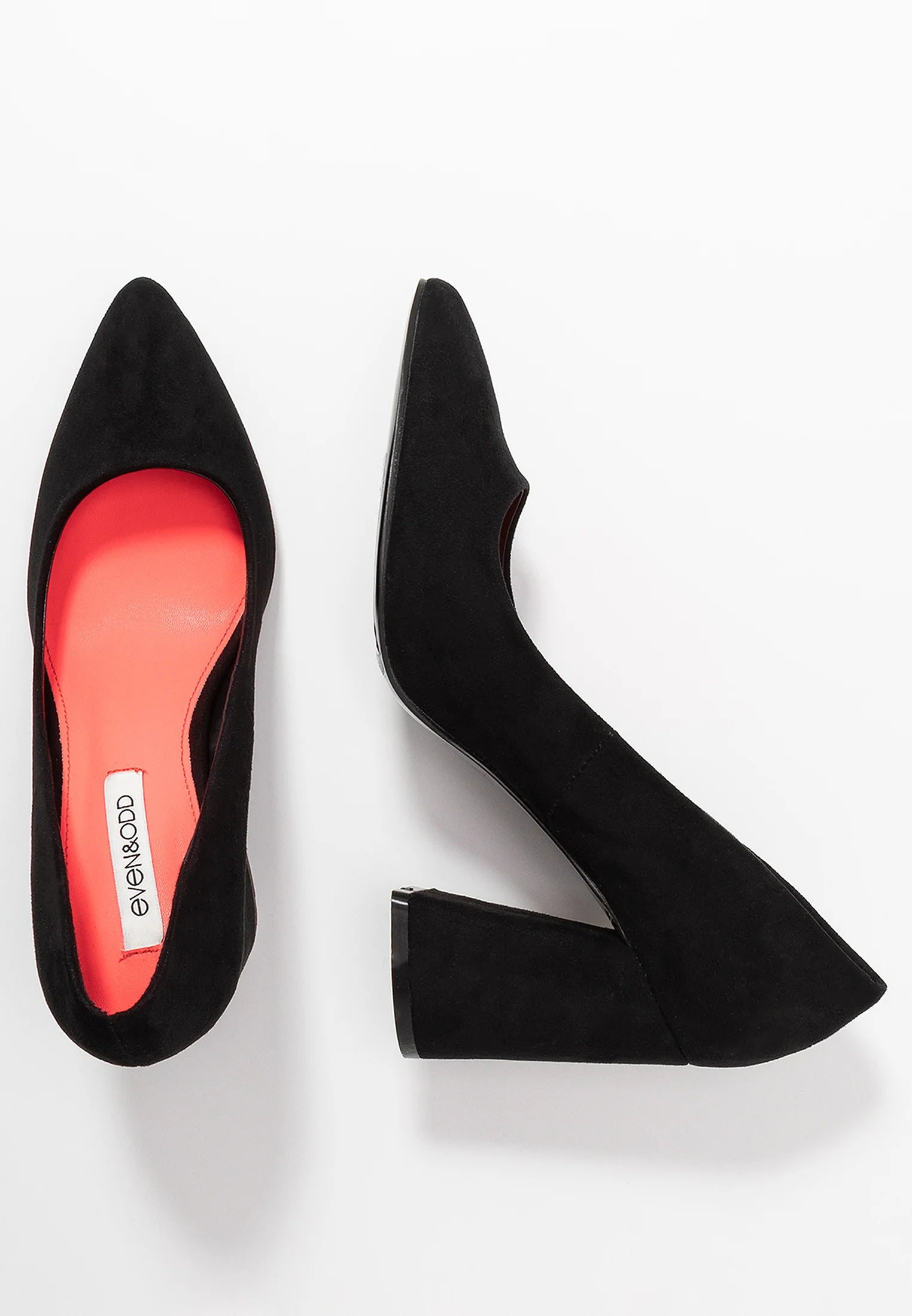EVEN & ODD BLACK POINTED TO BLOCK HEEL PUMP