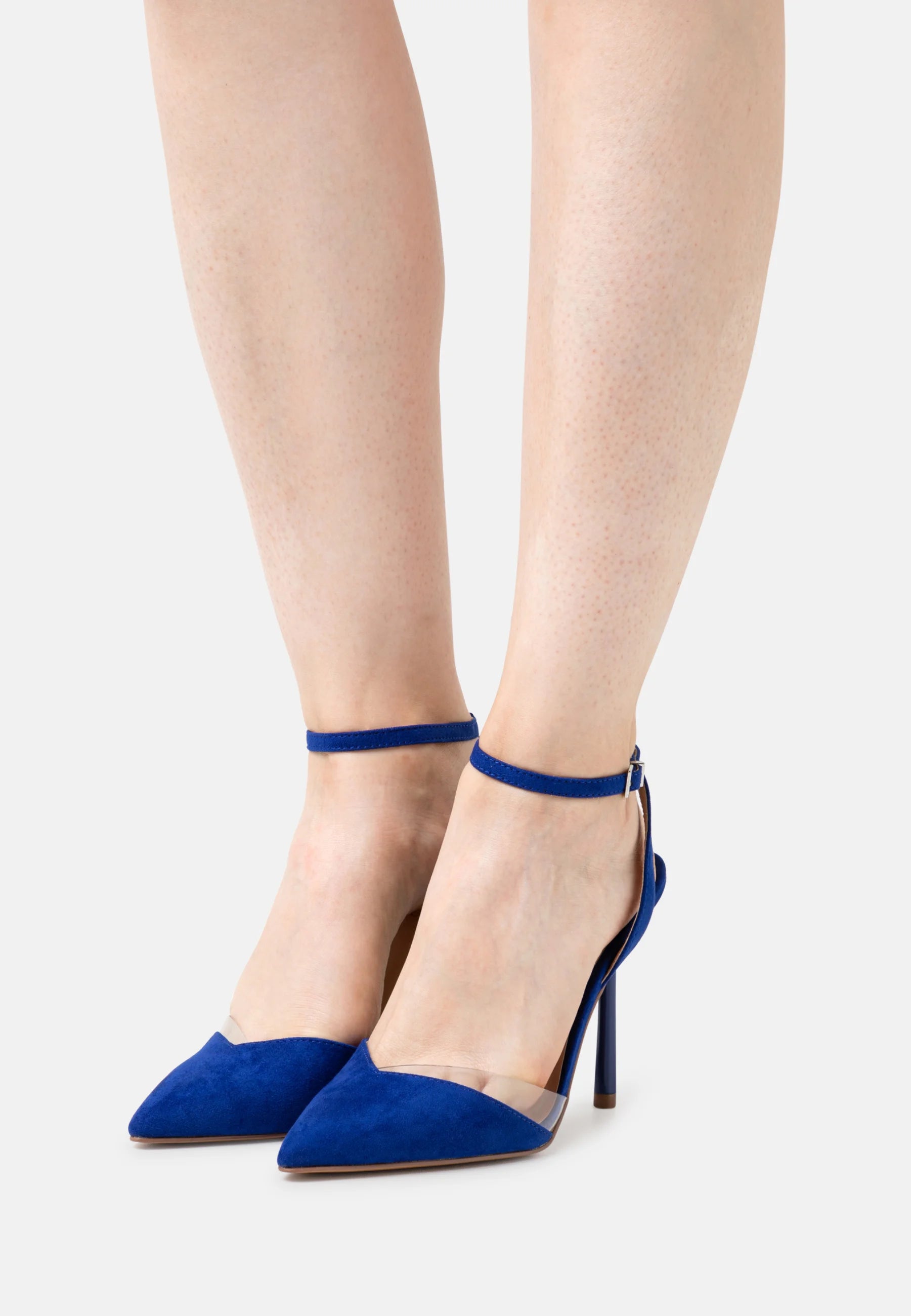 EVEN & ODD COBALT BLUE POINTED TOP VINYL DETAIL HEELS