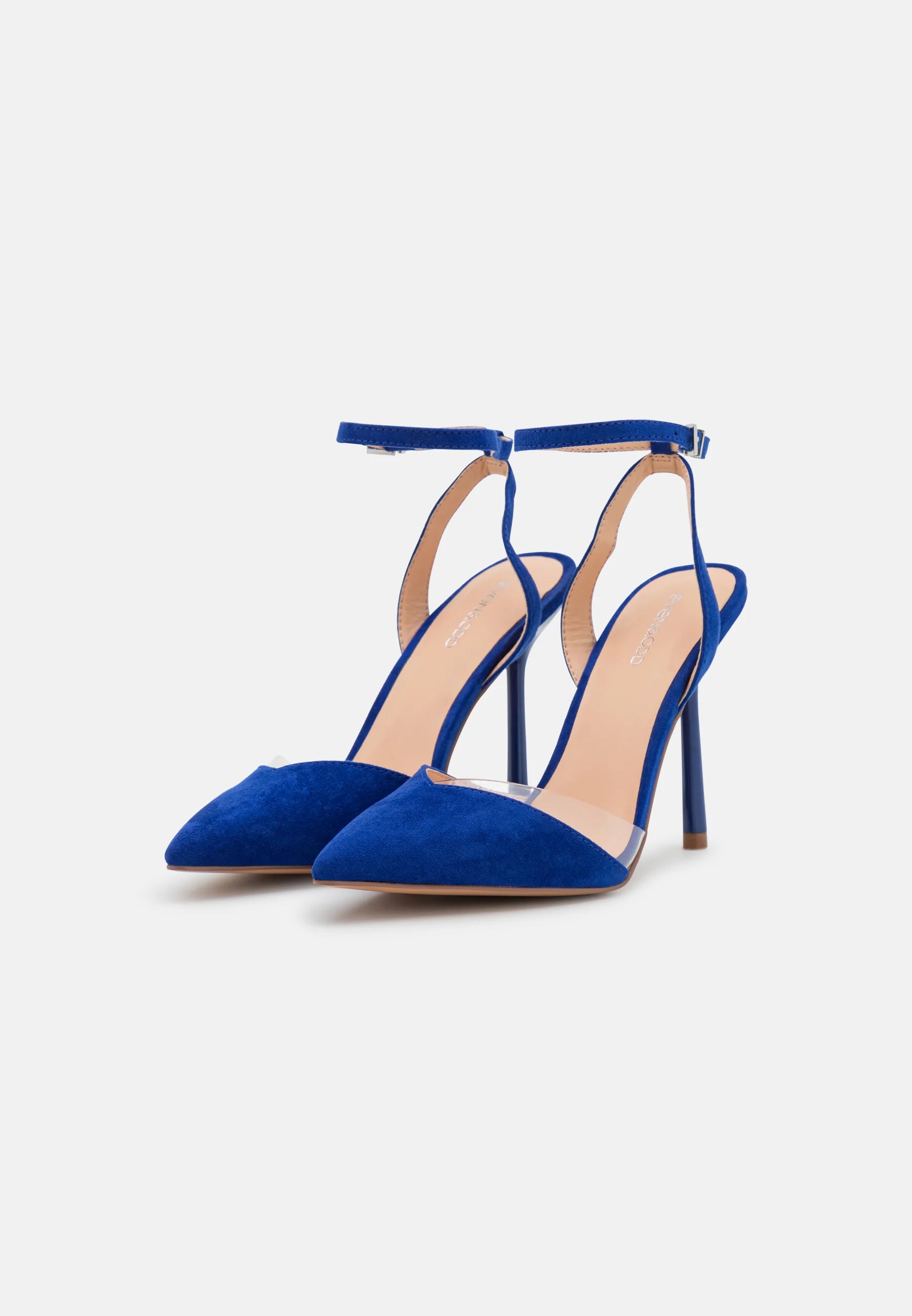 EVEN & ODD COBALT BLUE POINTED TOP VINYL DETAIL HEELS