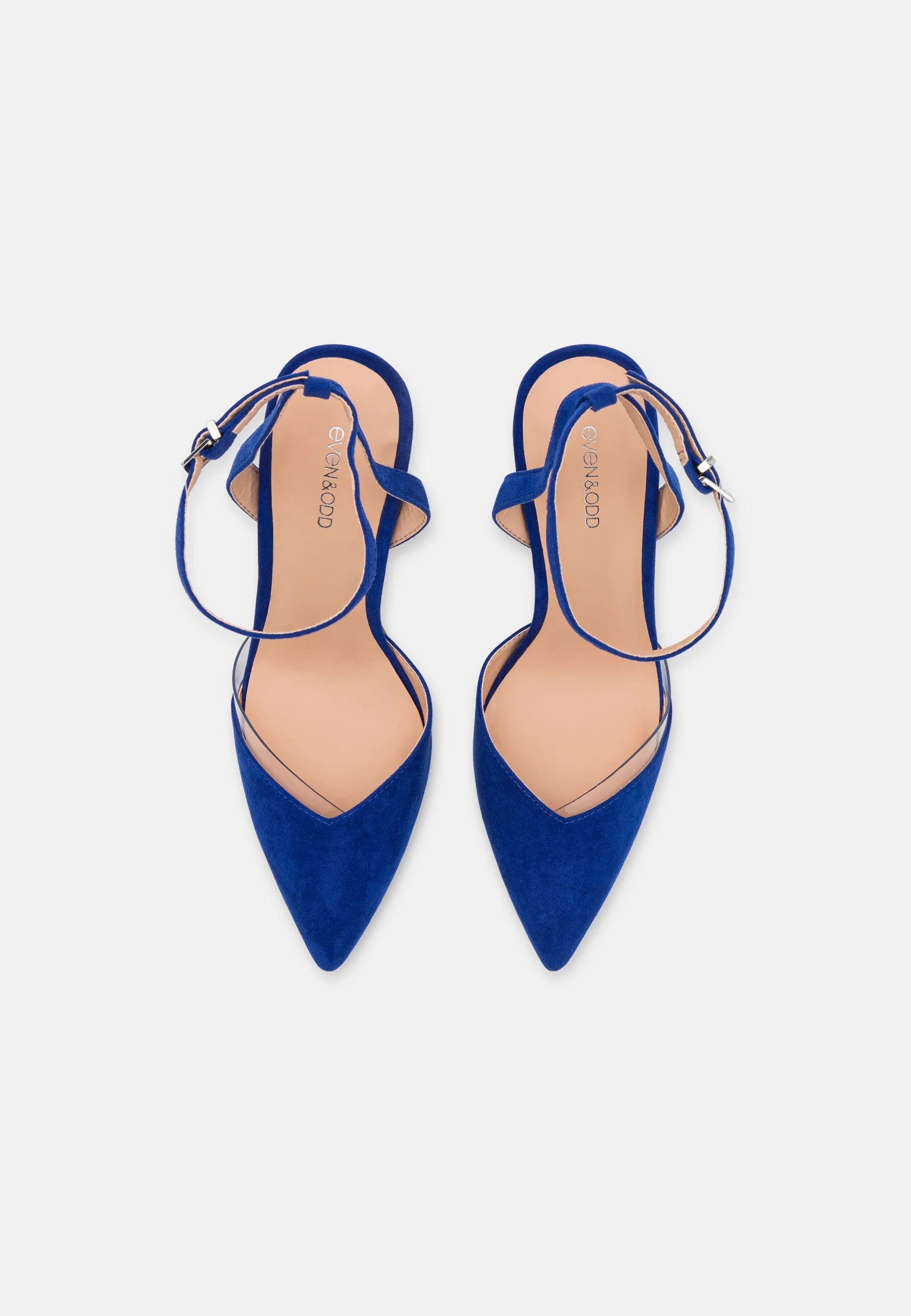 EVEN & ODD COBALT BLUE POINTED TOP VINYL DETAIL HEELS